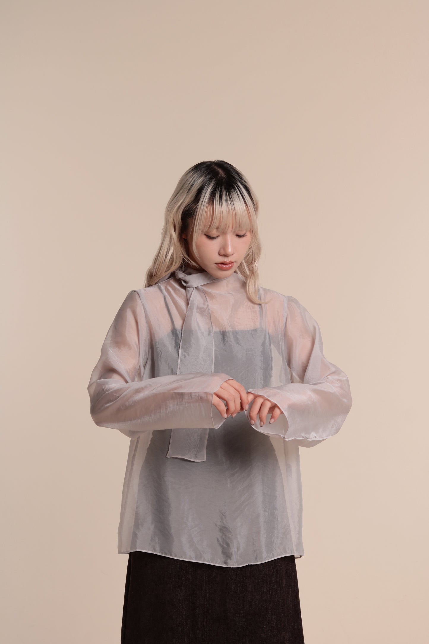 Doll See Through Blouse (Grey)