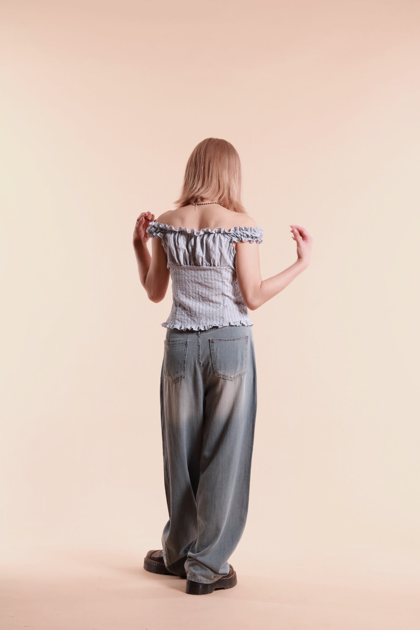 Striped Sleeveless Top (Baby Blue)