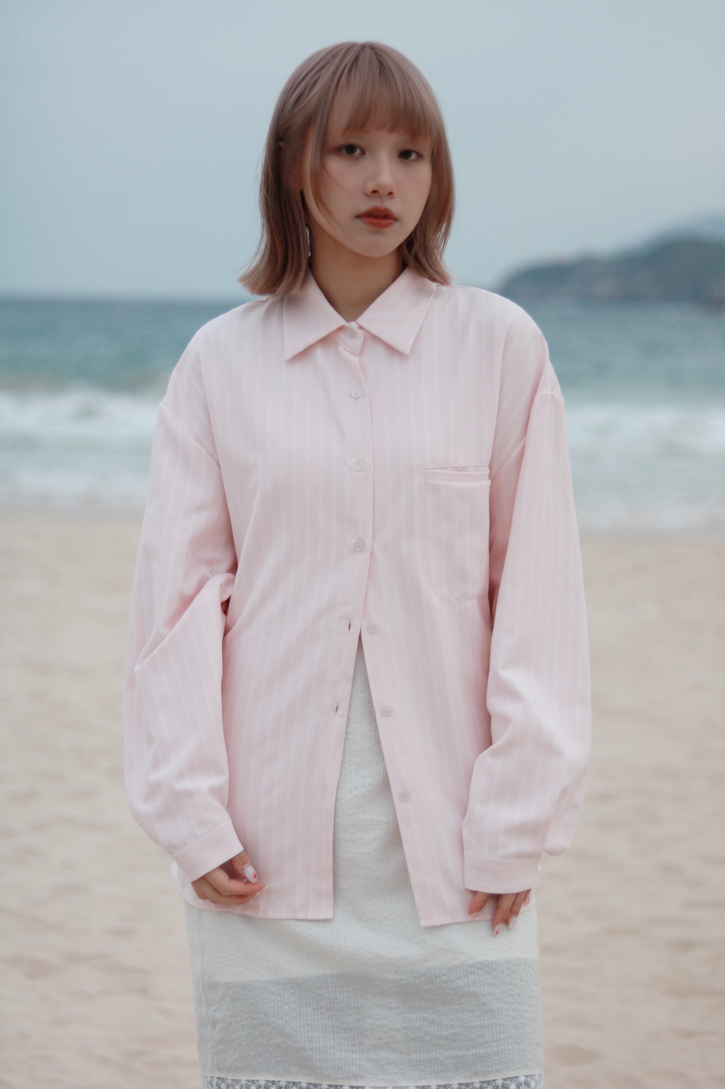Relaxed Belt Shirt (Pink)