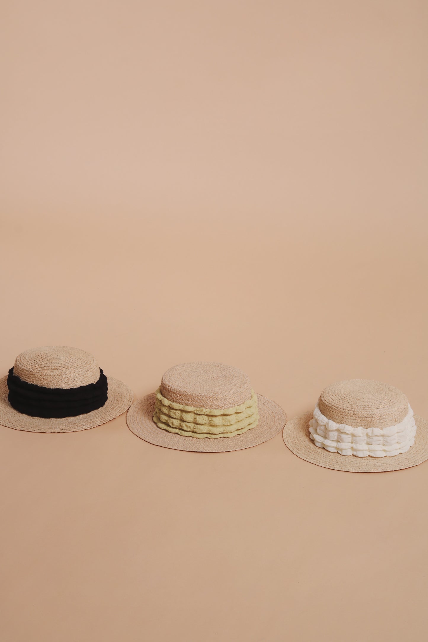 Bubble Straw Hat (Black/Ivory/Mustard)