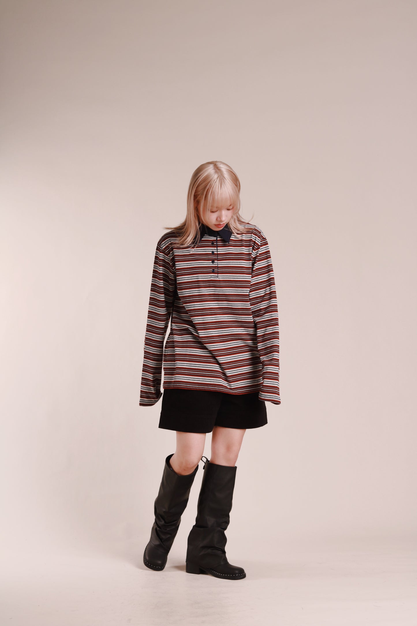 Striped Polo Top (Wine)