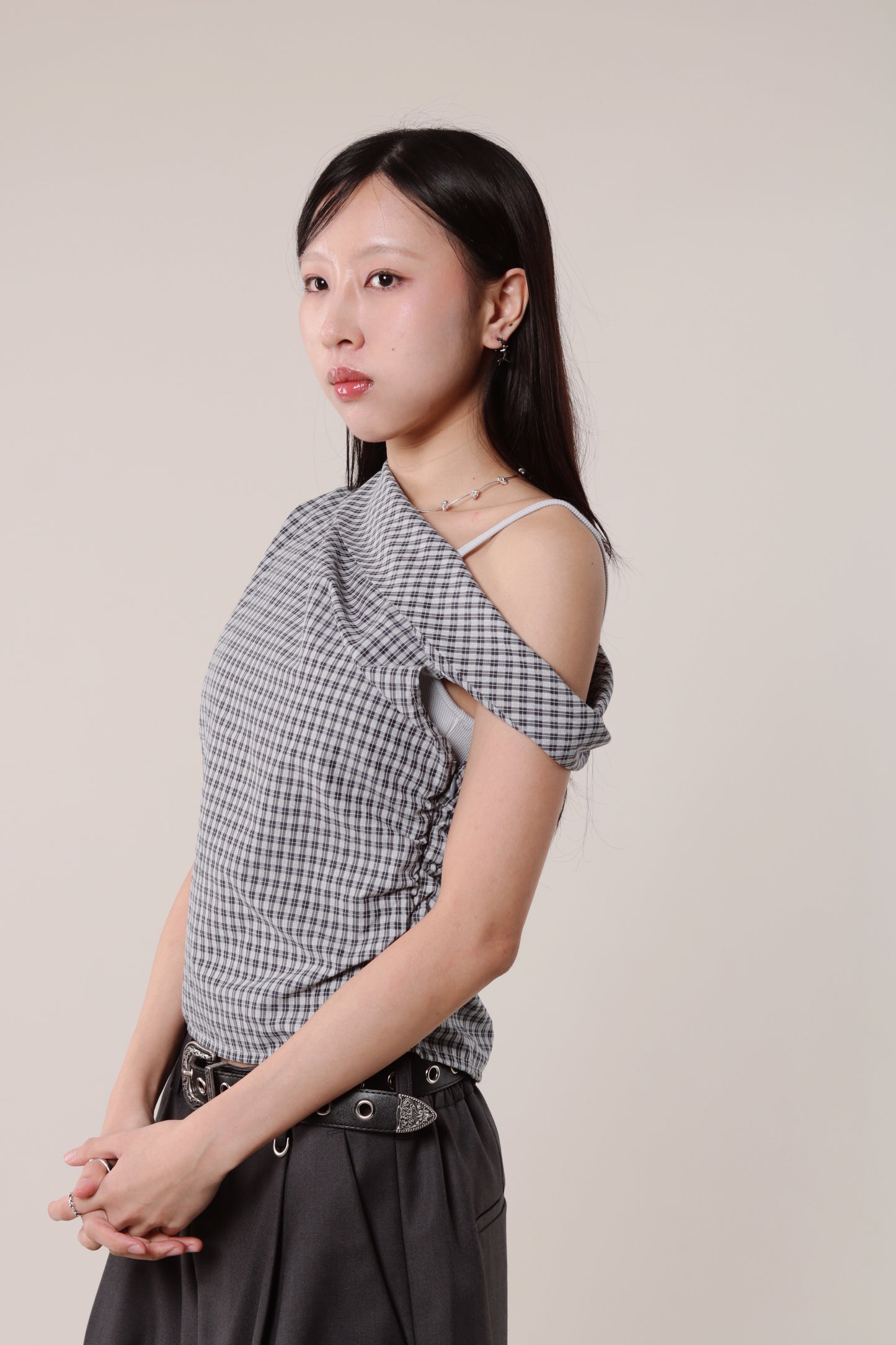 Checkered Devon Top (Ivory)