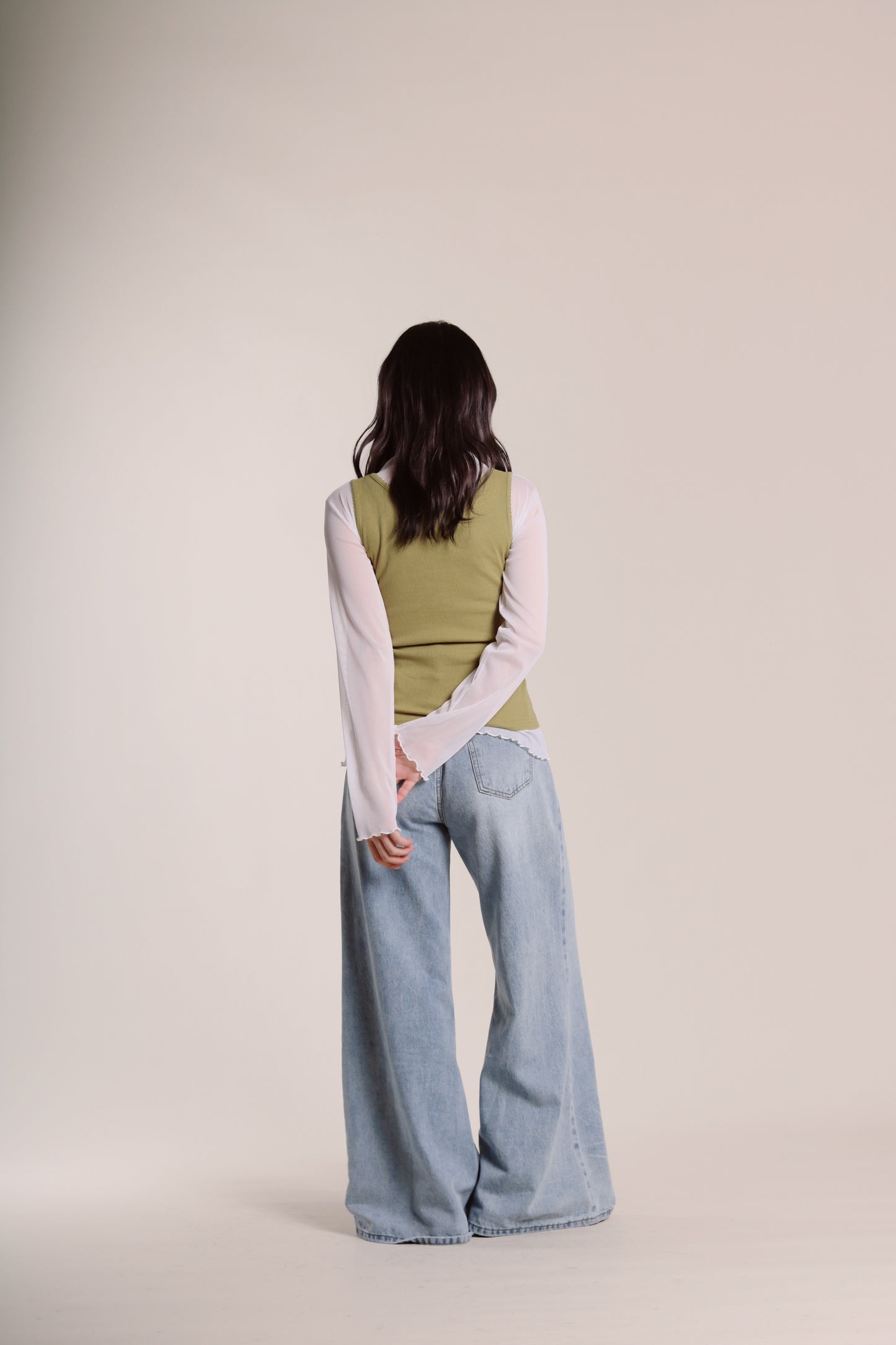 Ruffle See Through Top (White)