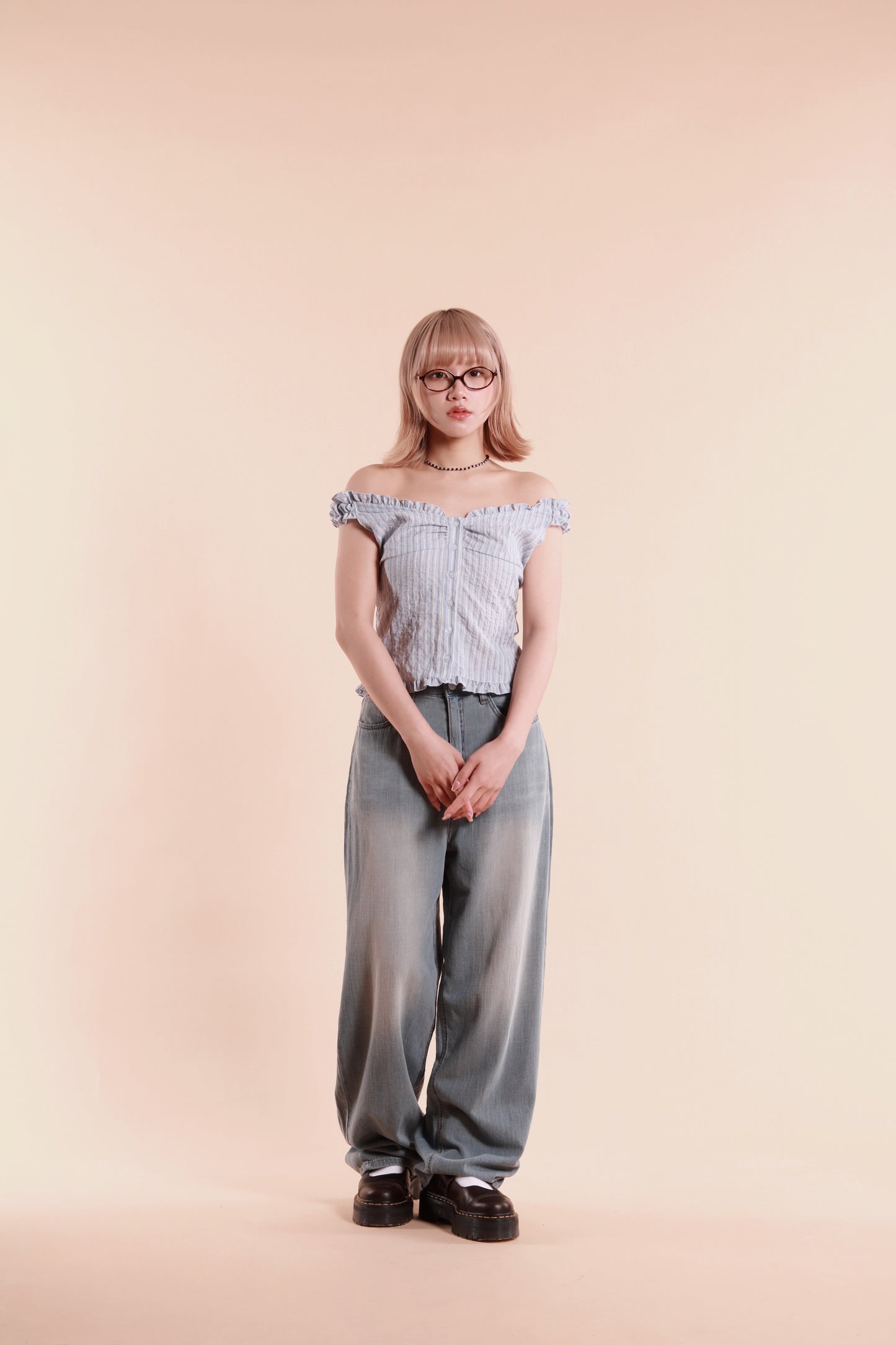 Striped Sleeveless Top (Baby Blue)