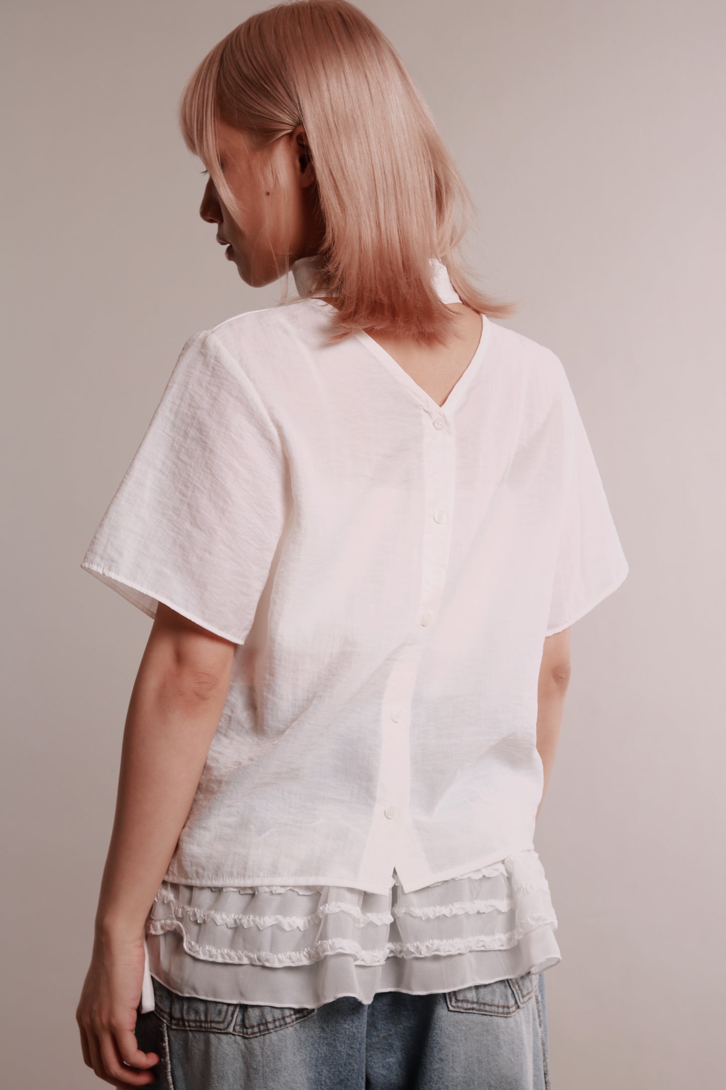 See Through Tie Top (White)