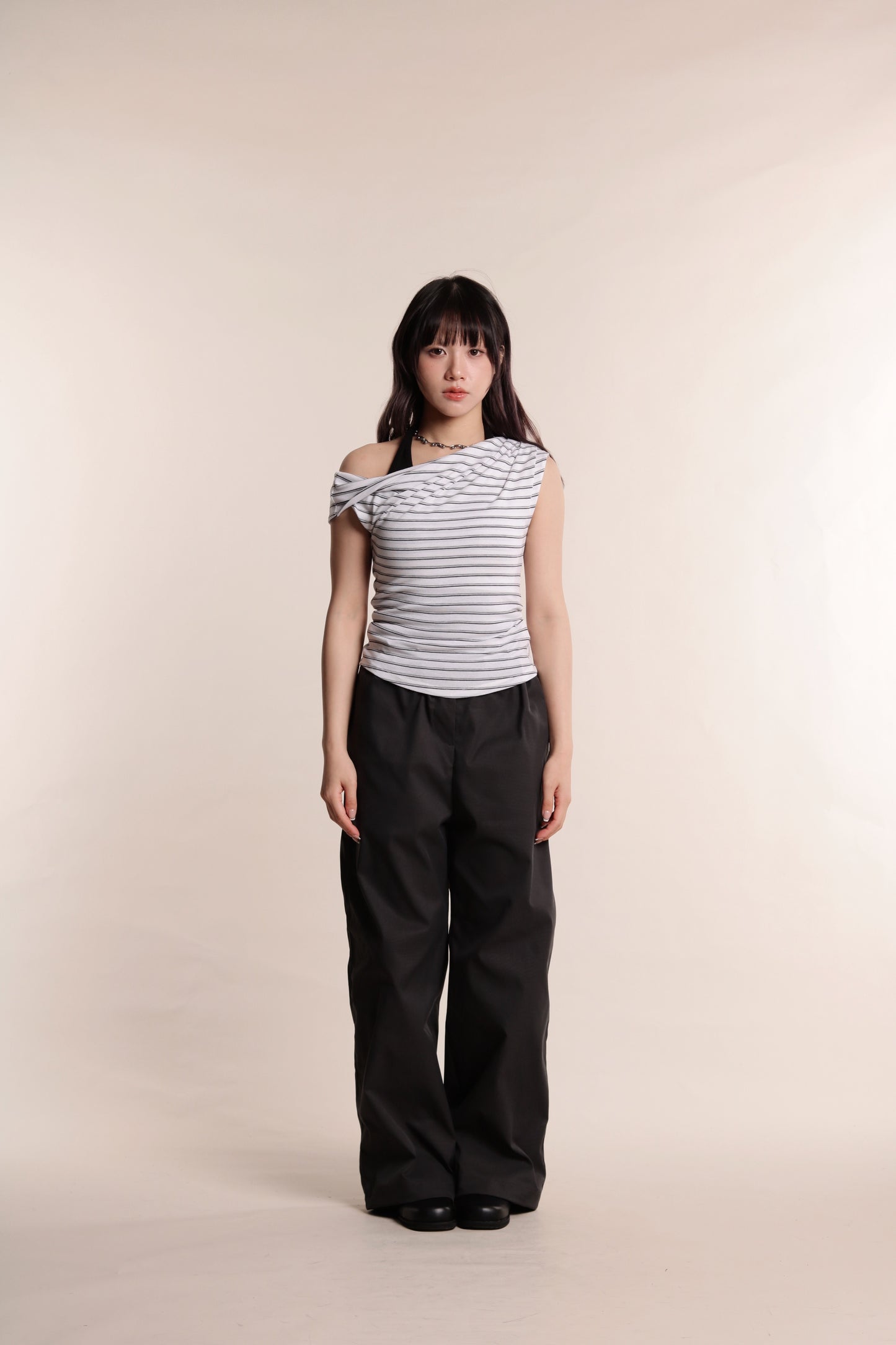 Asymmetric Striped Top (Black)