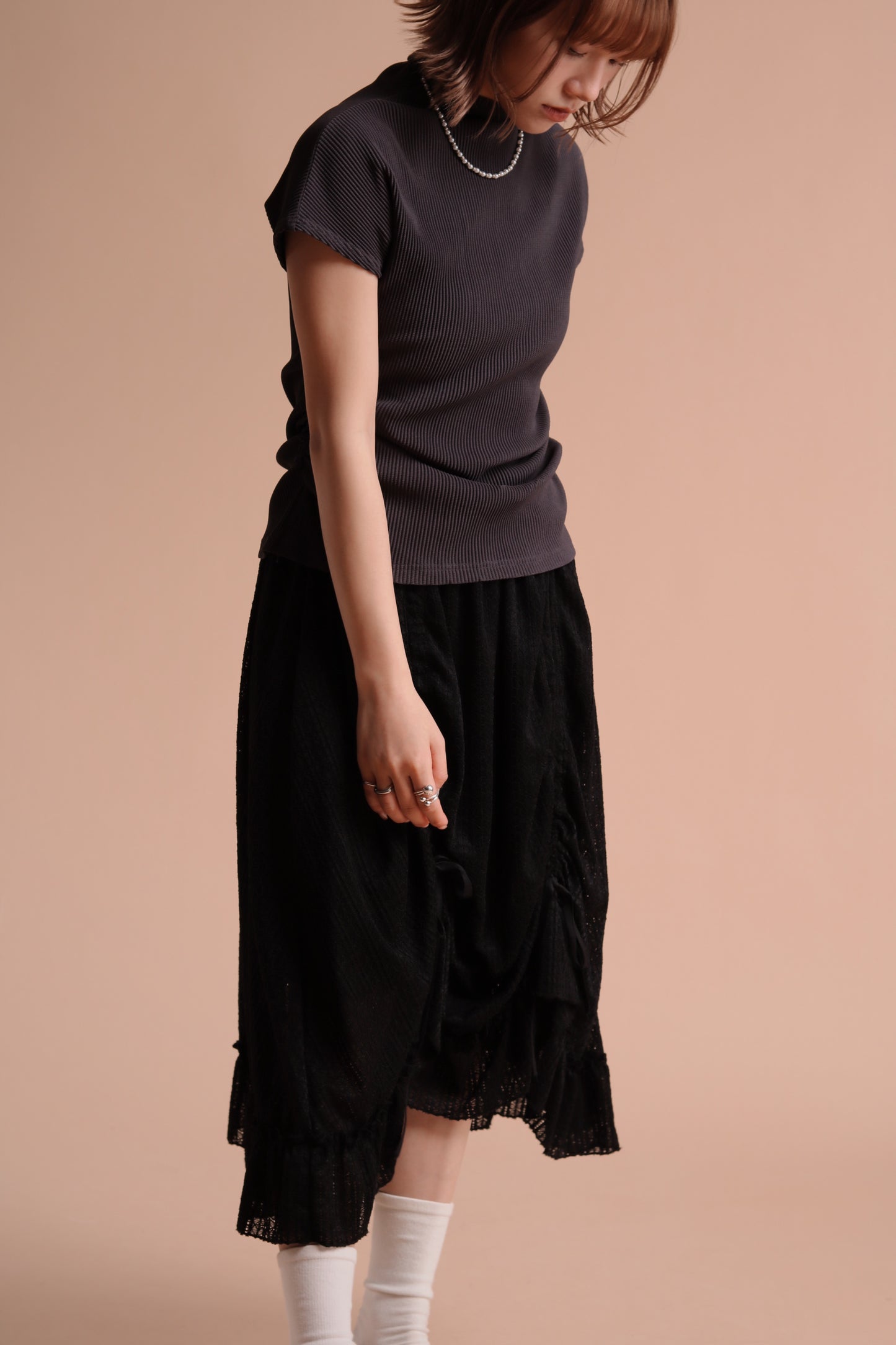 Jill Shirring Skirt (Black)