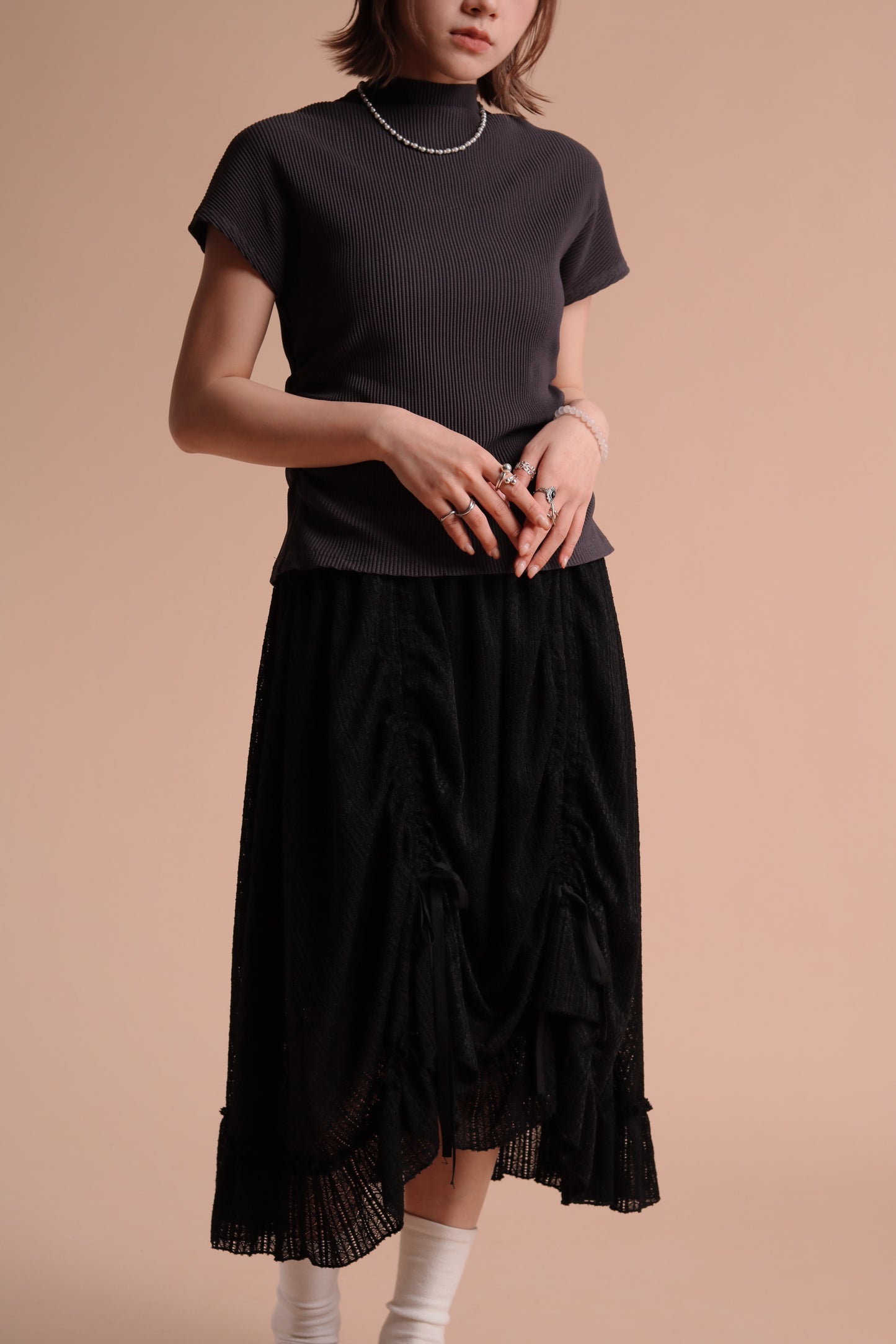 Jill Shirring Skirt (Black)