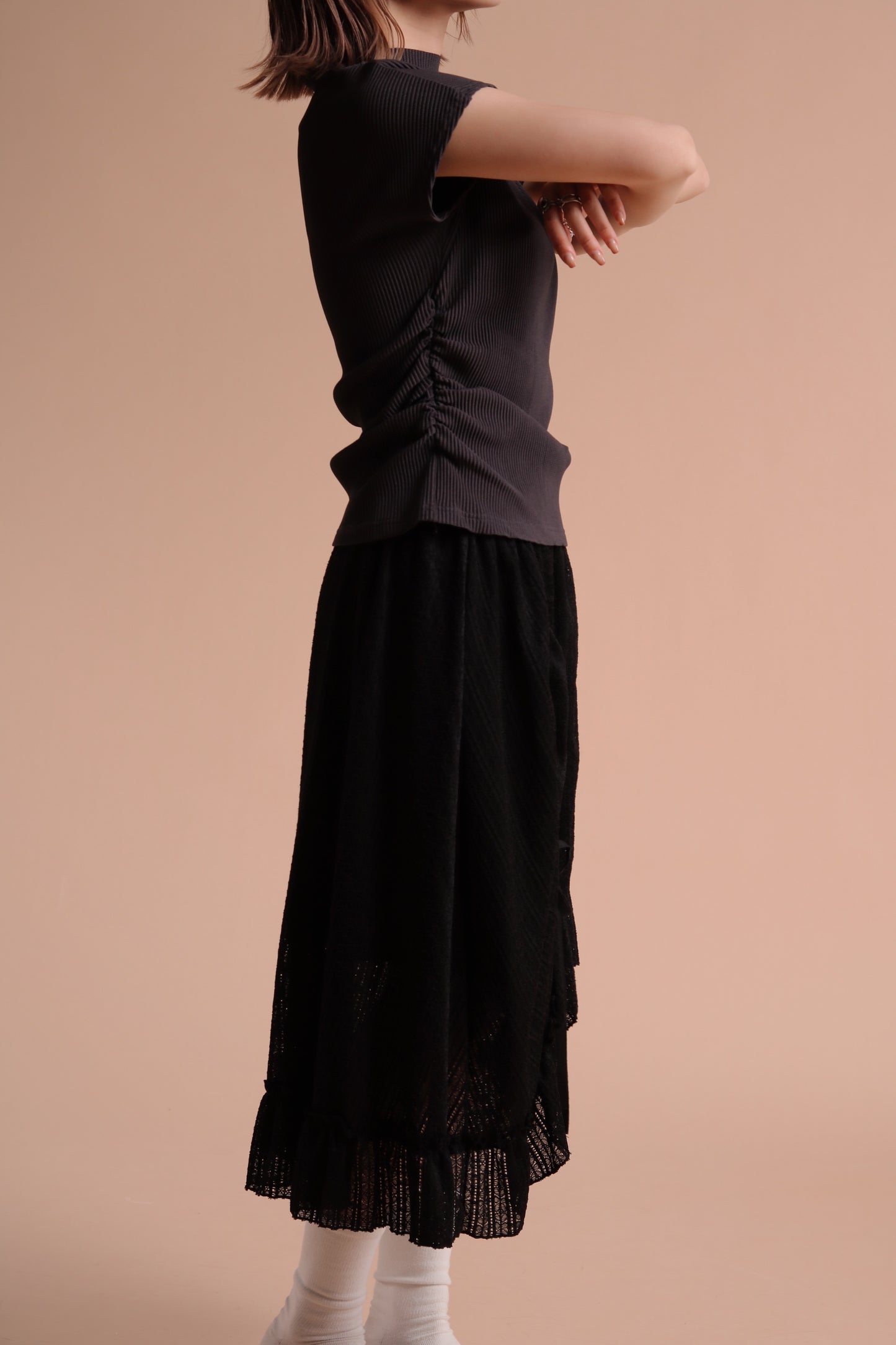 Jill Shirring Skirt (Black)