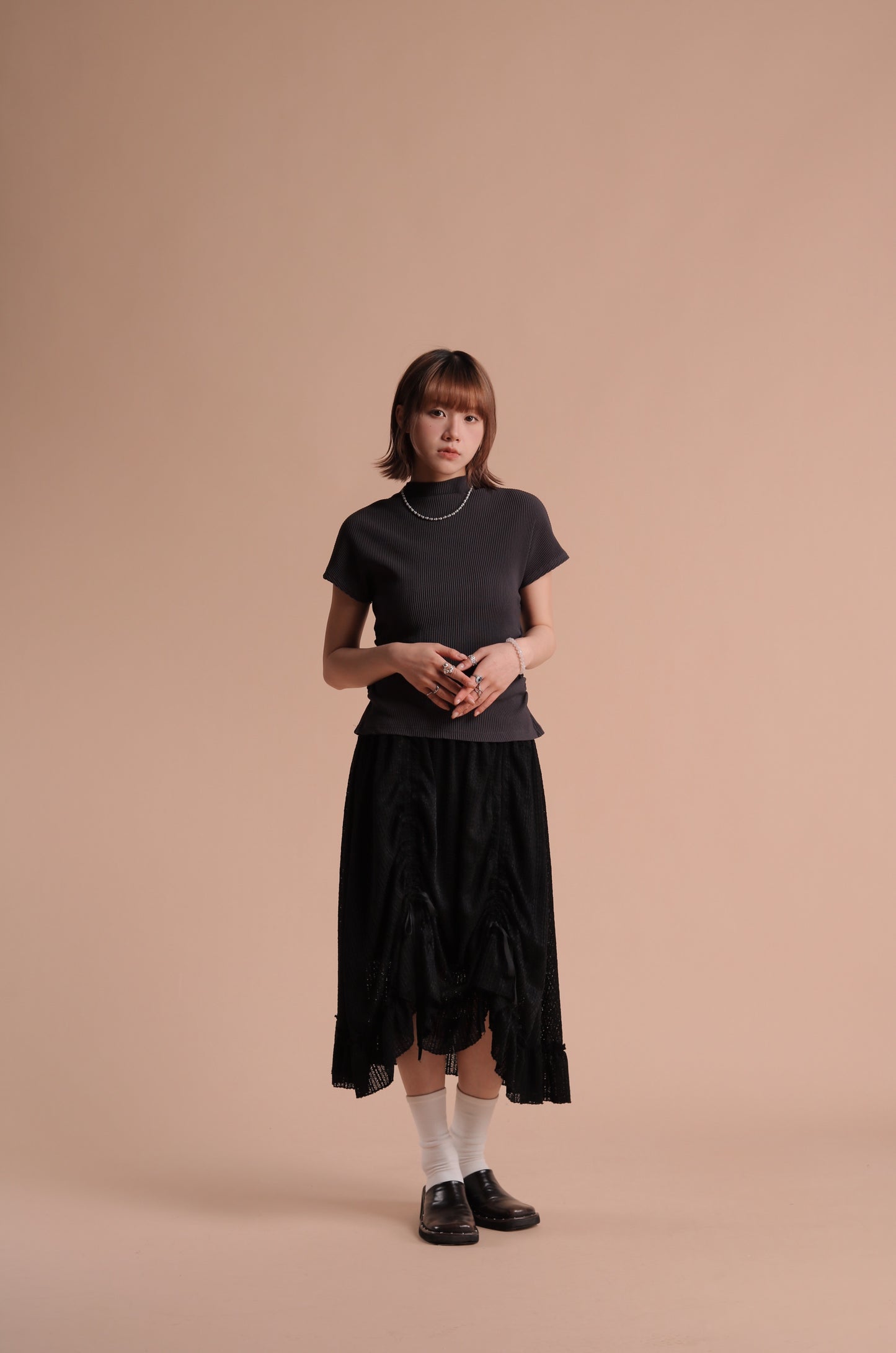 Jill Shirring Skirt (Black)