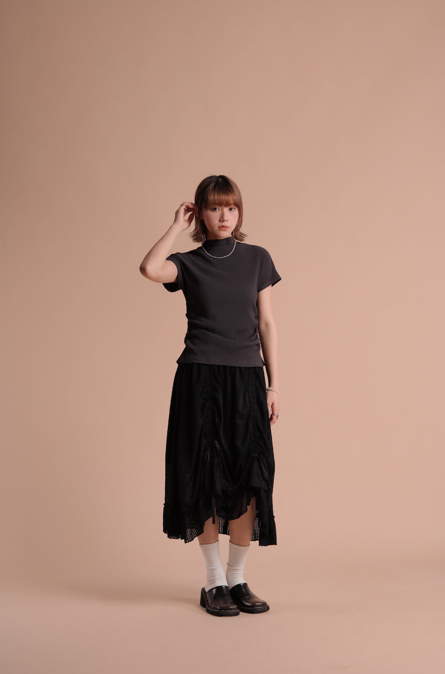 Jill Shirring Skirt (Black)