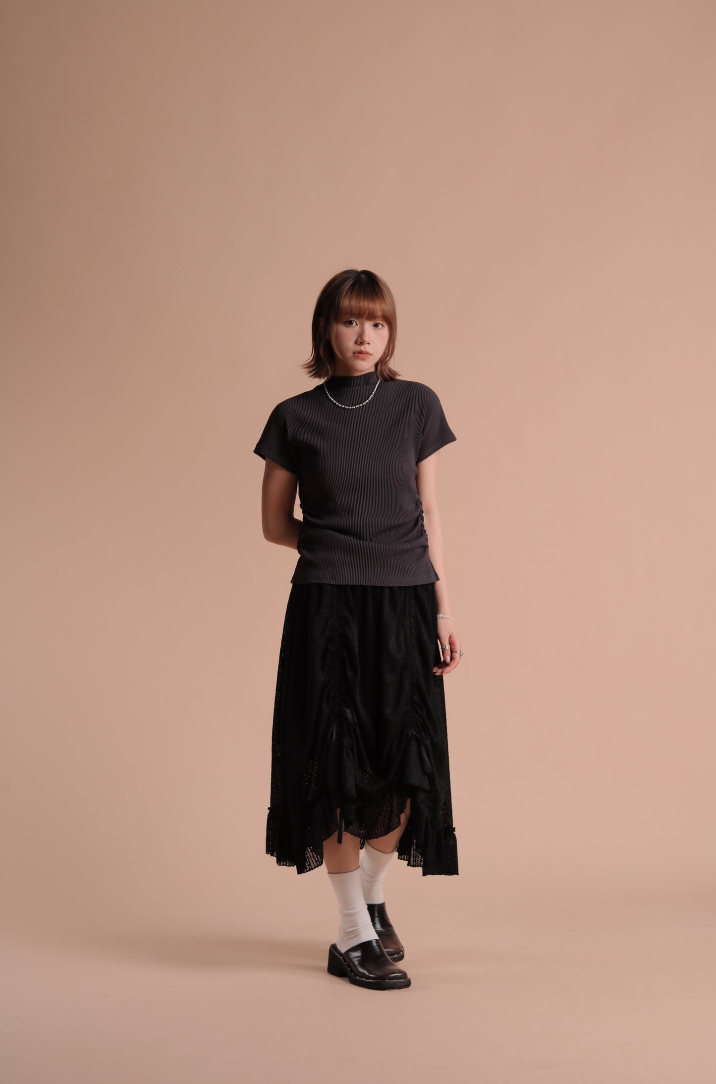 Jill Shirring Skirt (Black)