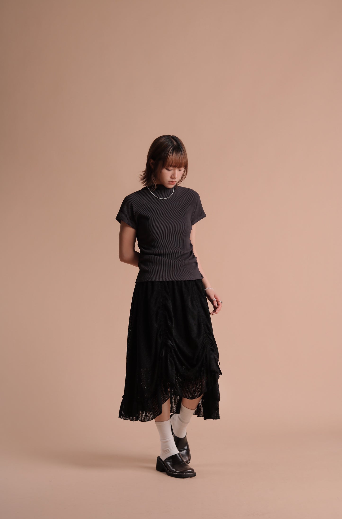 Jill Shirring Skirt (Black)