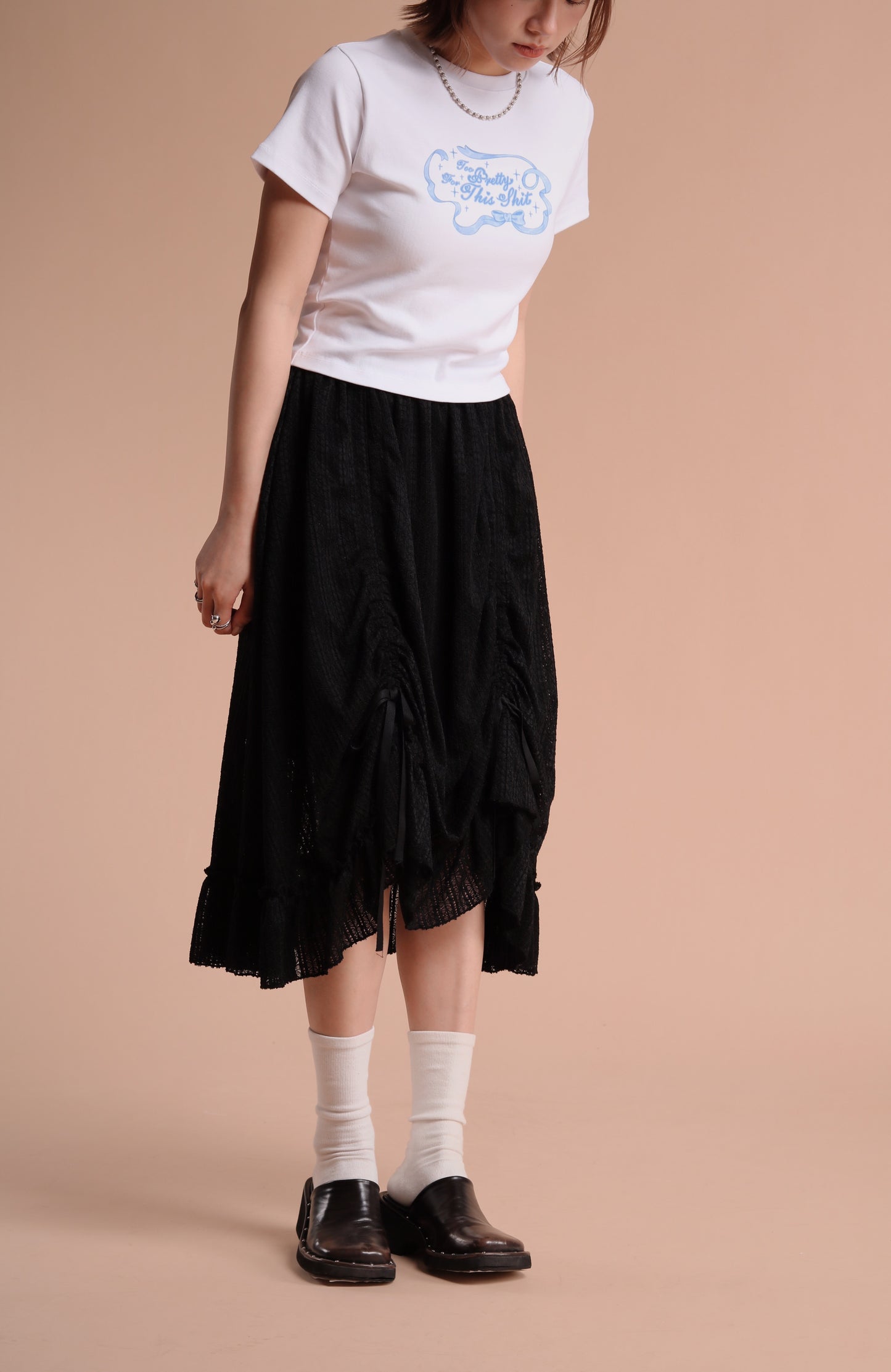 Jill Shirring Skirt (Black)