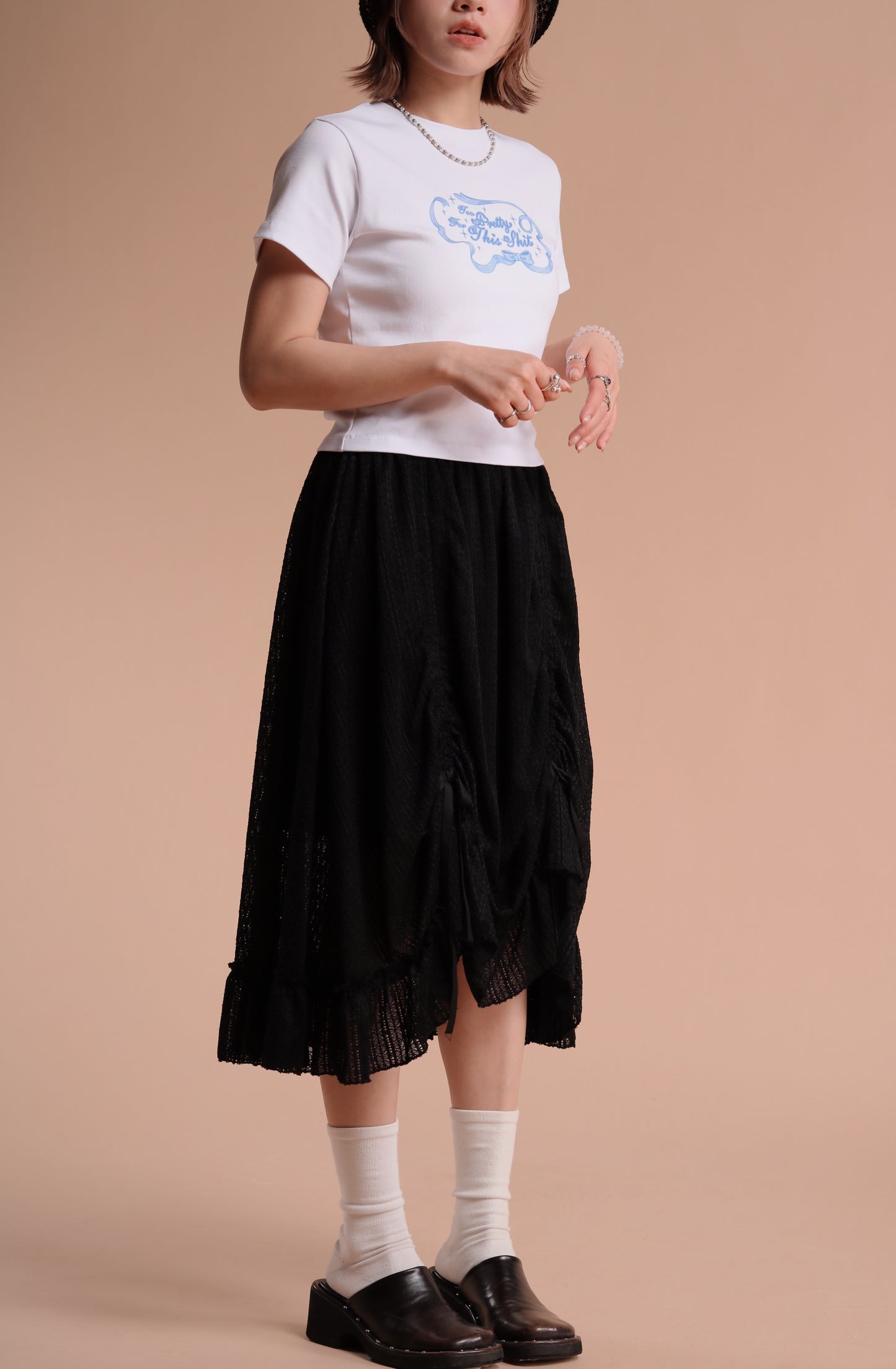Jill Shirring Skirt (Black)