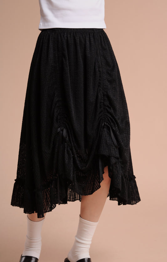 Jill Shirring Skirt (Black)