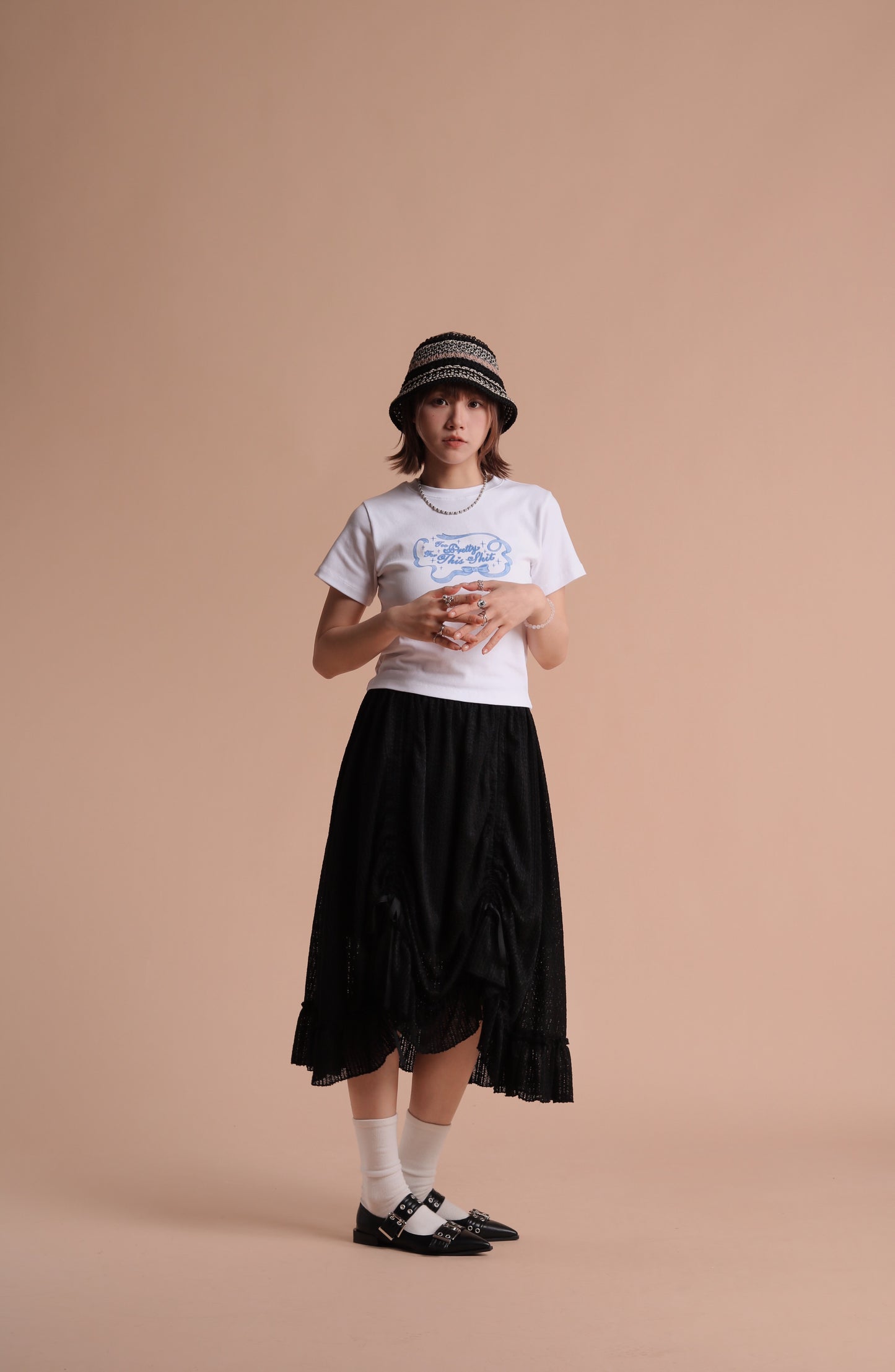 Jill Shirring Skirt (Black)