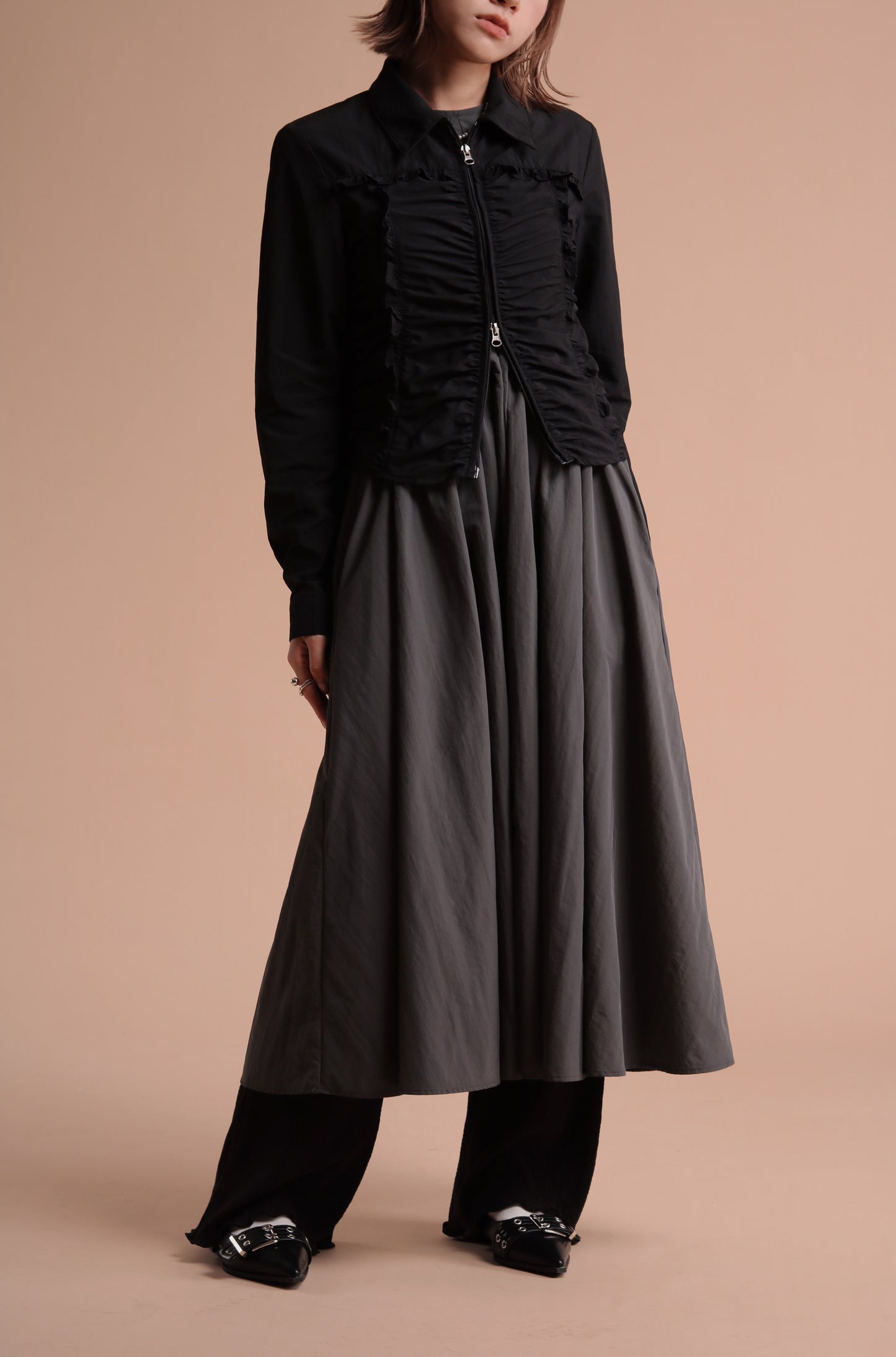 Gathered Ruffle Jacket (Black)