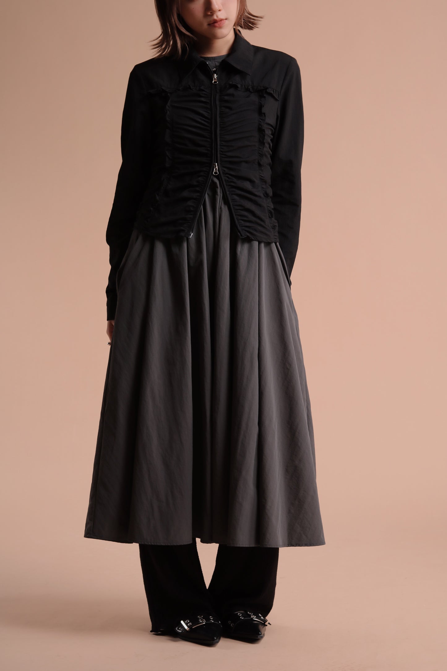 Gathered Ruffle Jacket (Black)