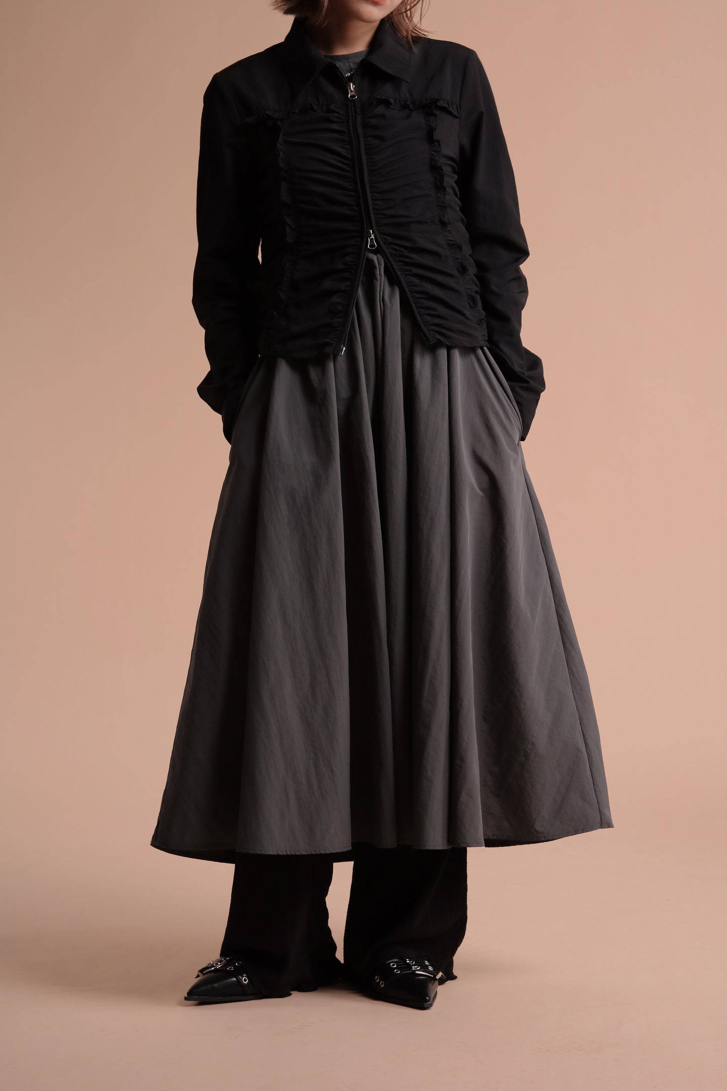 Gathered Ruffle Jacket (Black)