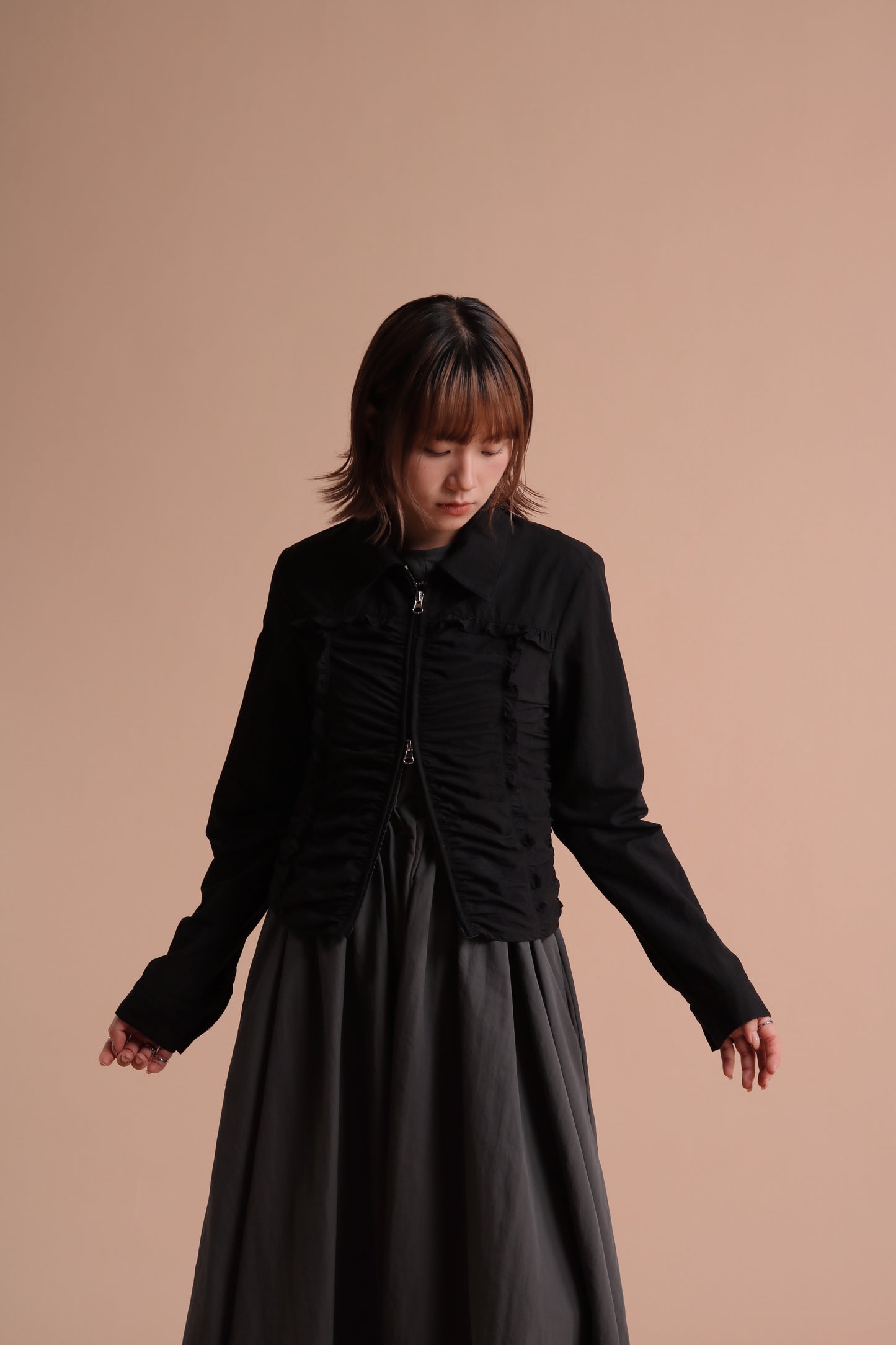Gathered Ruffle Jacket (Black)