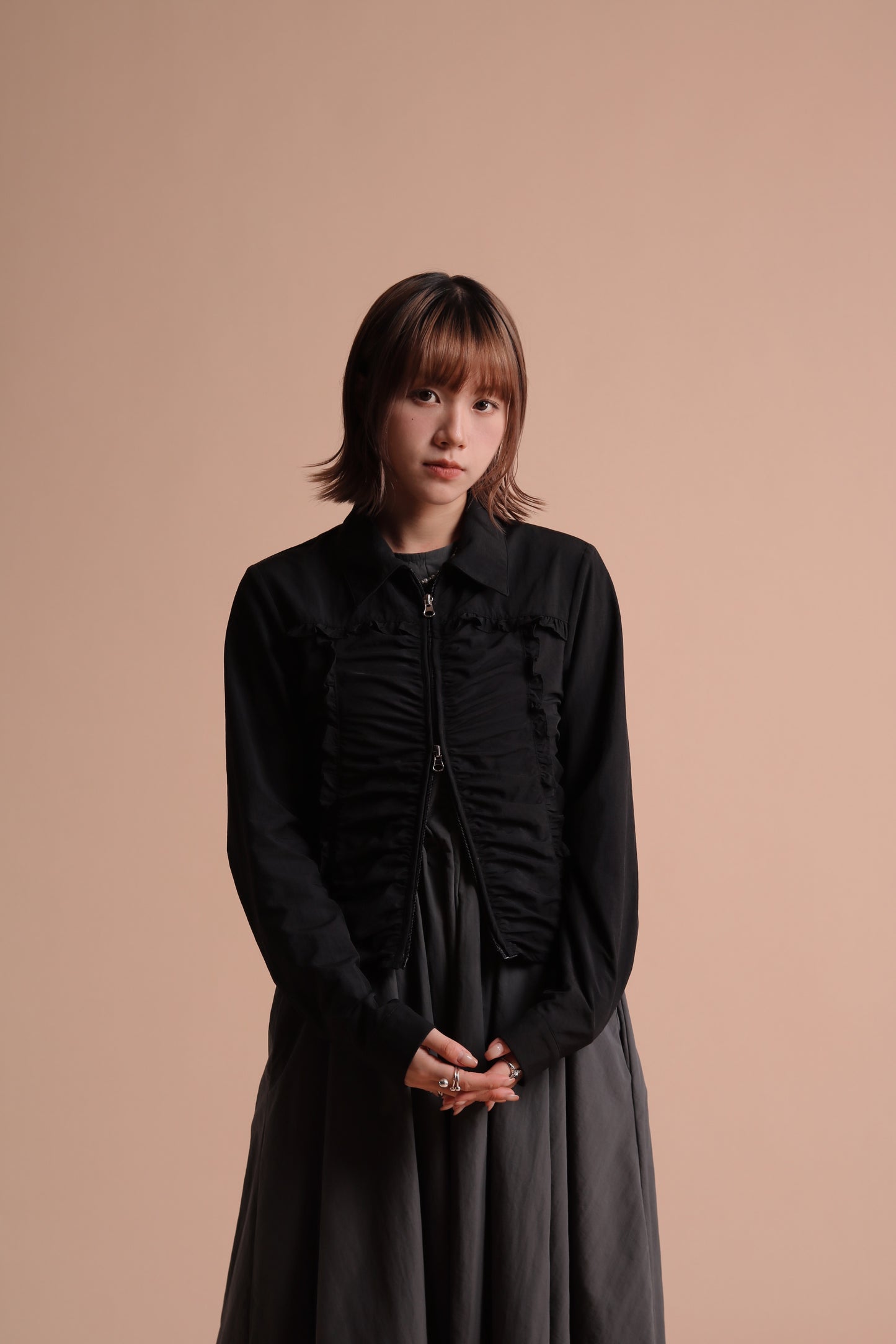 Gathered Ruffle Jacket (Black)
