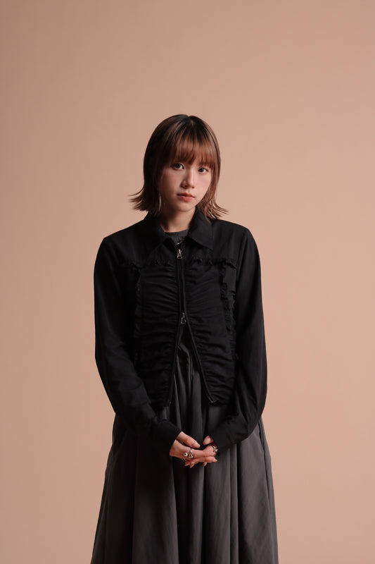 Gathered Ruffle Jacket (Black)