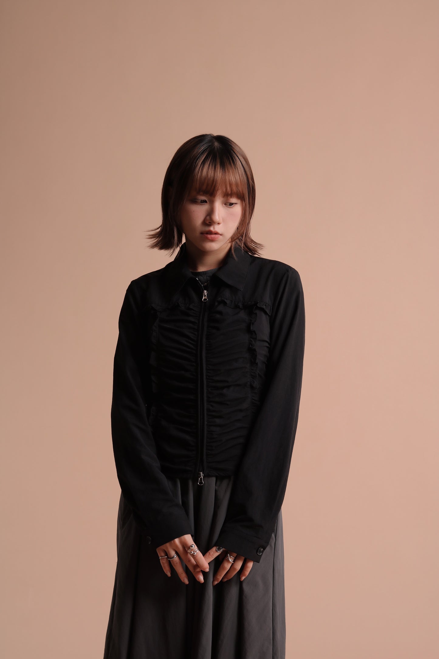 Gathered Ruffle Jacket (Black)