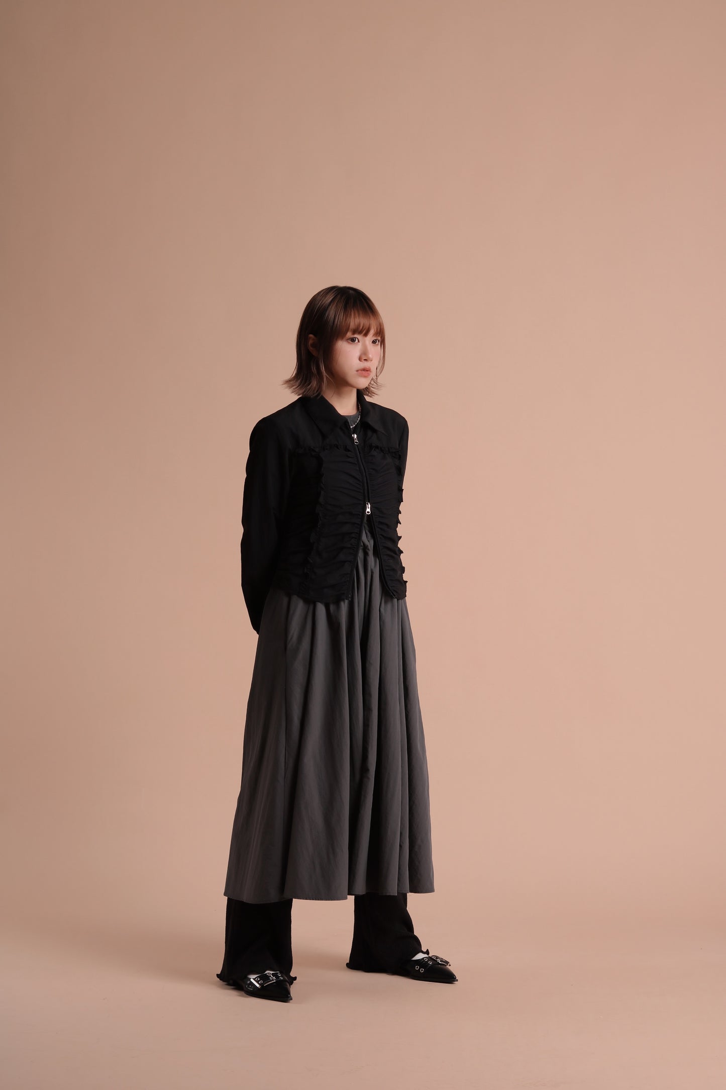 Gathered Ruffle Jacket (Black)