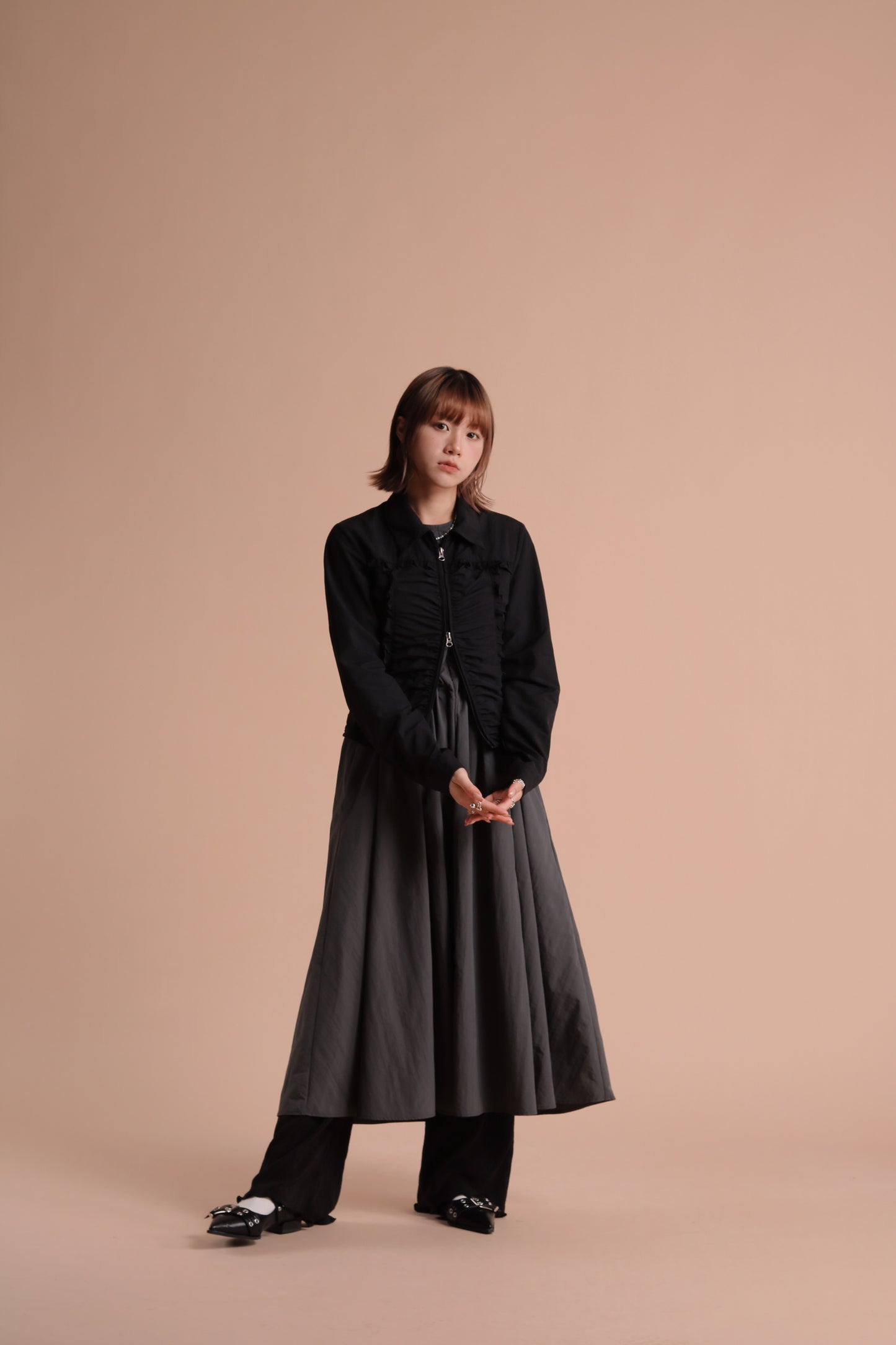 Gathered Ruffle Jacket (Black)