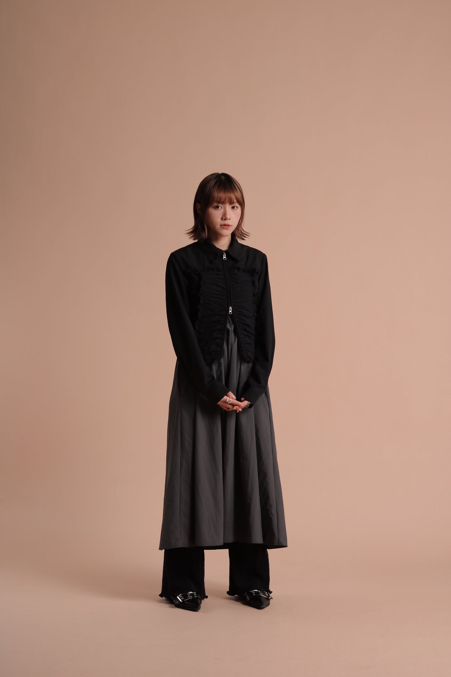 Gathered Ruffle Jacket (Black)