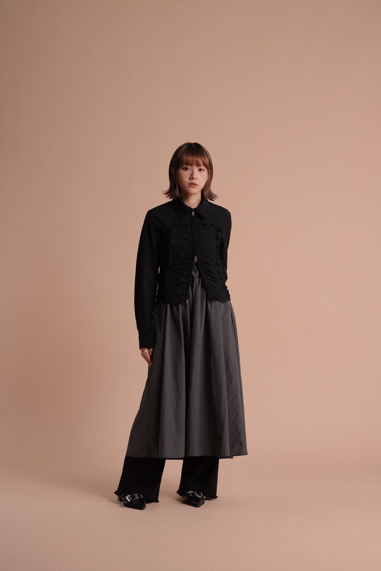 Gathered Ruffle Jacket (Black)