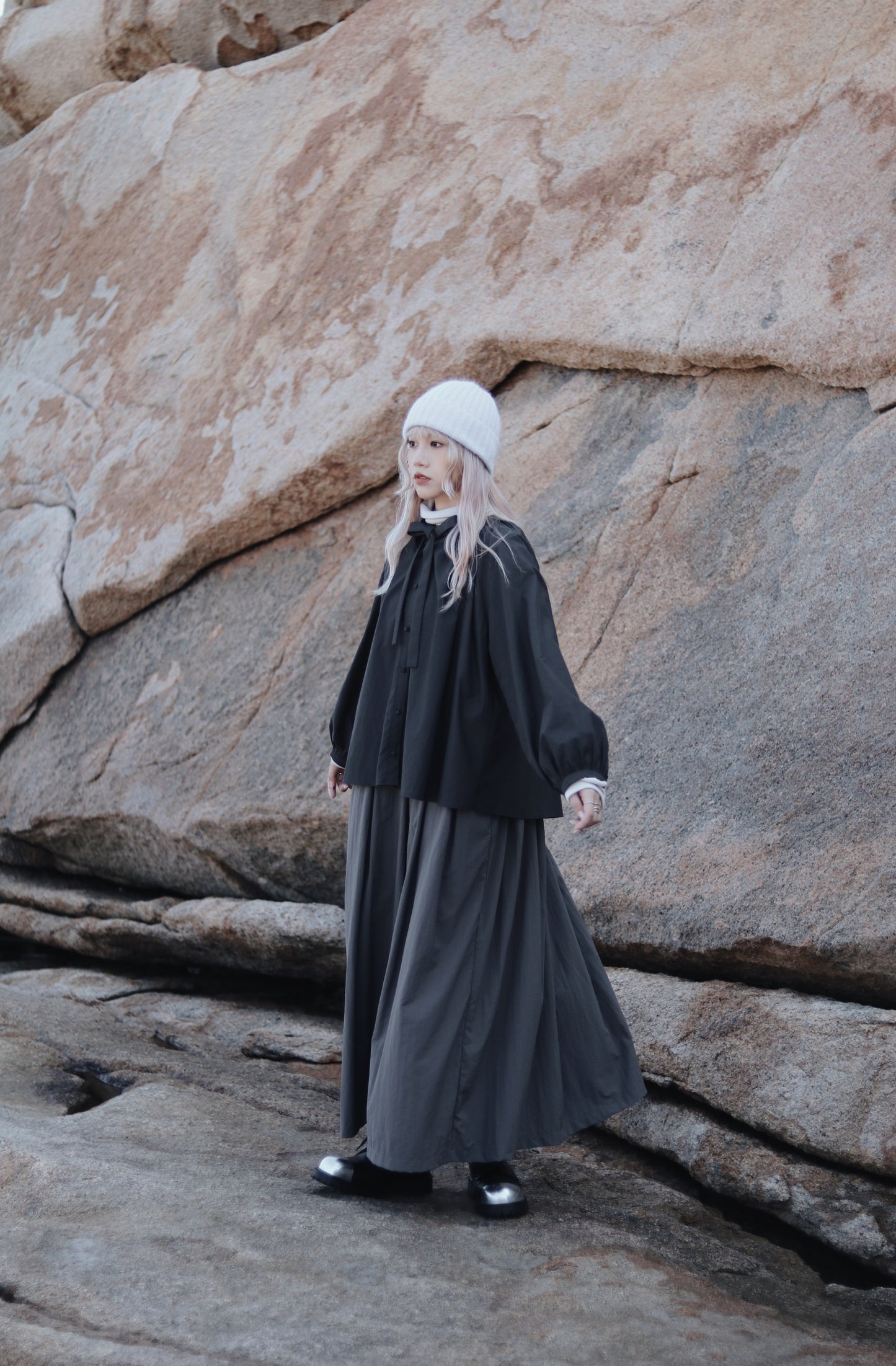 Doll Pleated Dress (Charcoal)