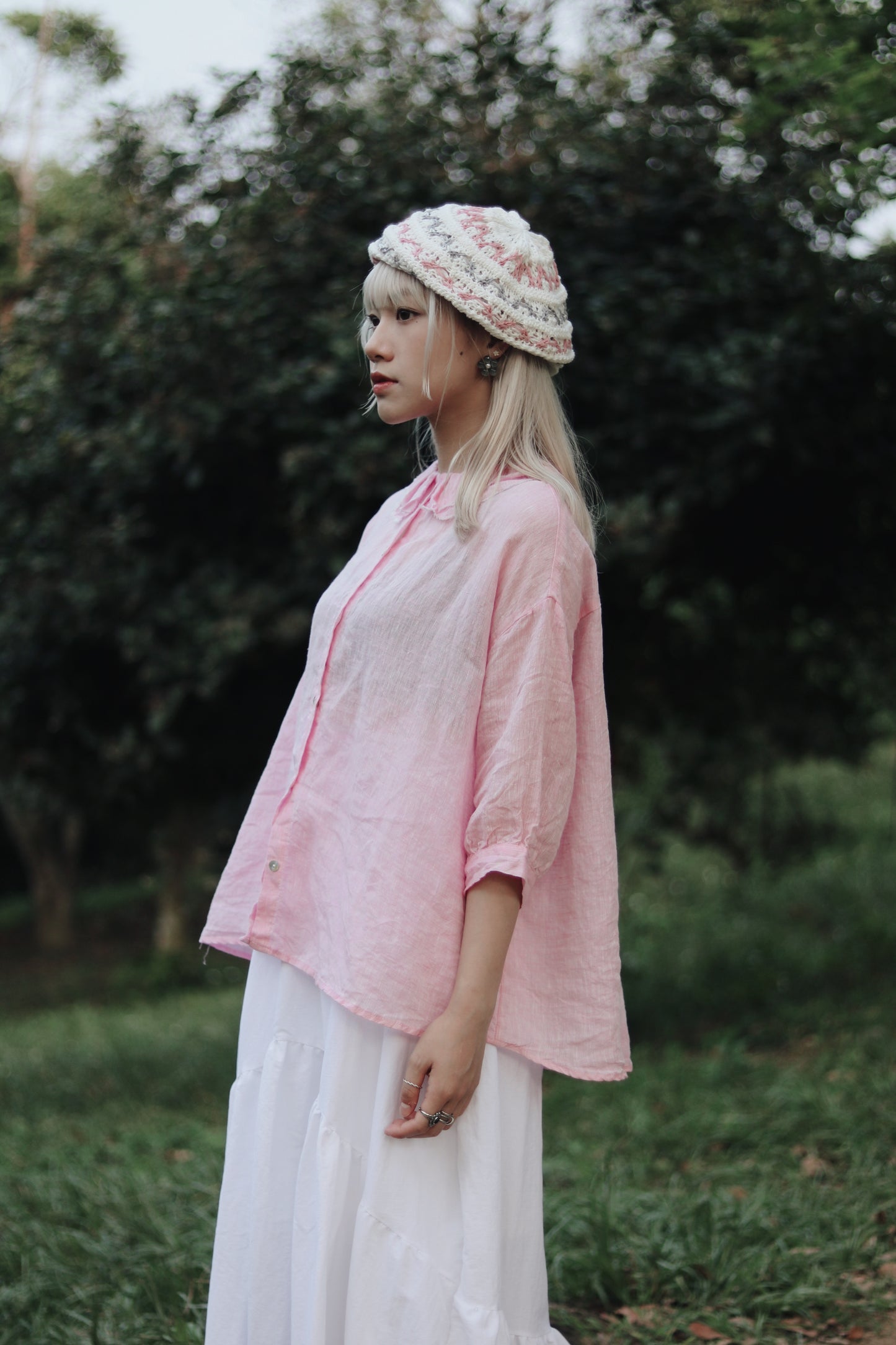 Collar Linen Shirt (Pink)