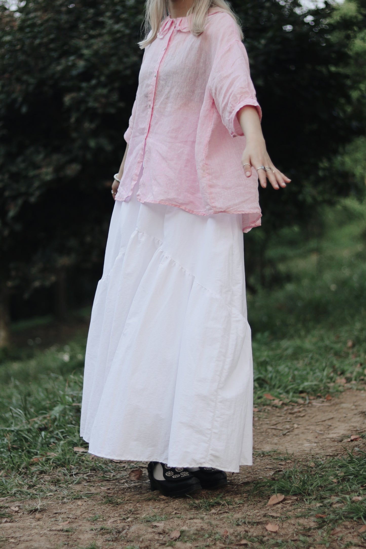 Collar Linen Shirt (Pink)