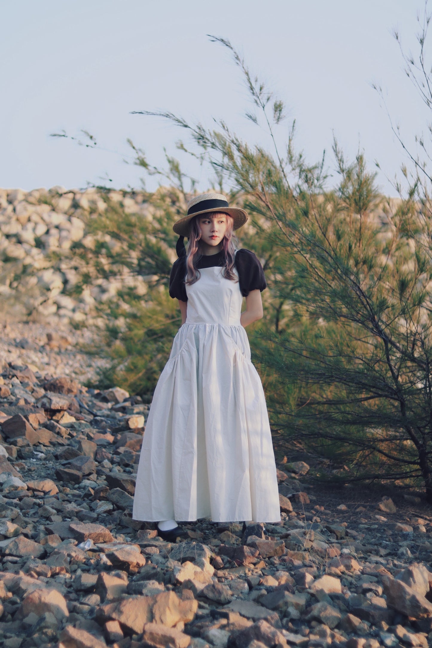 Doll Puff Sleeve Top S (Brown)