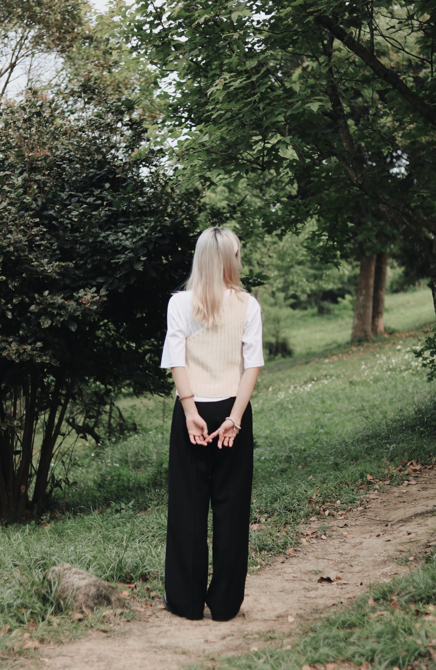 One Shoulder Knit Vest (Ivory)