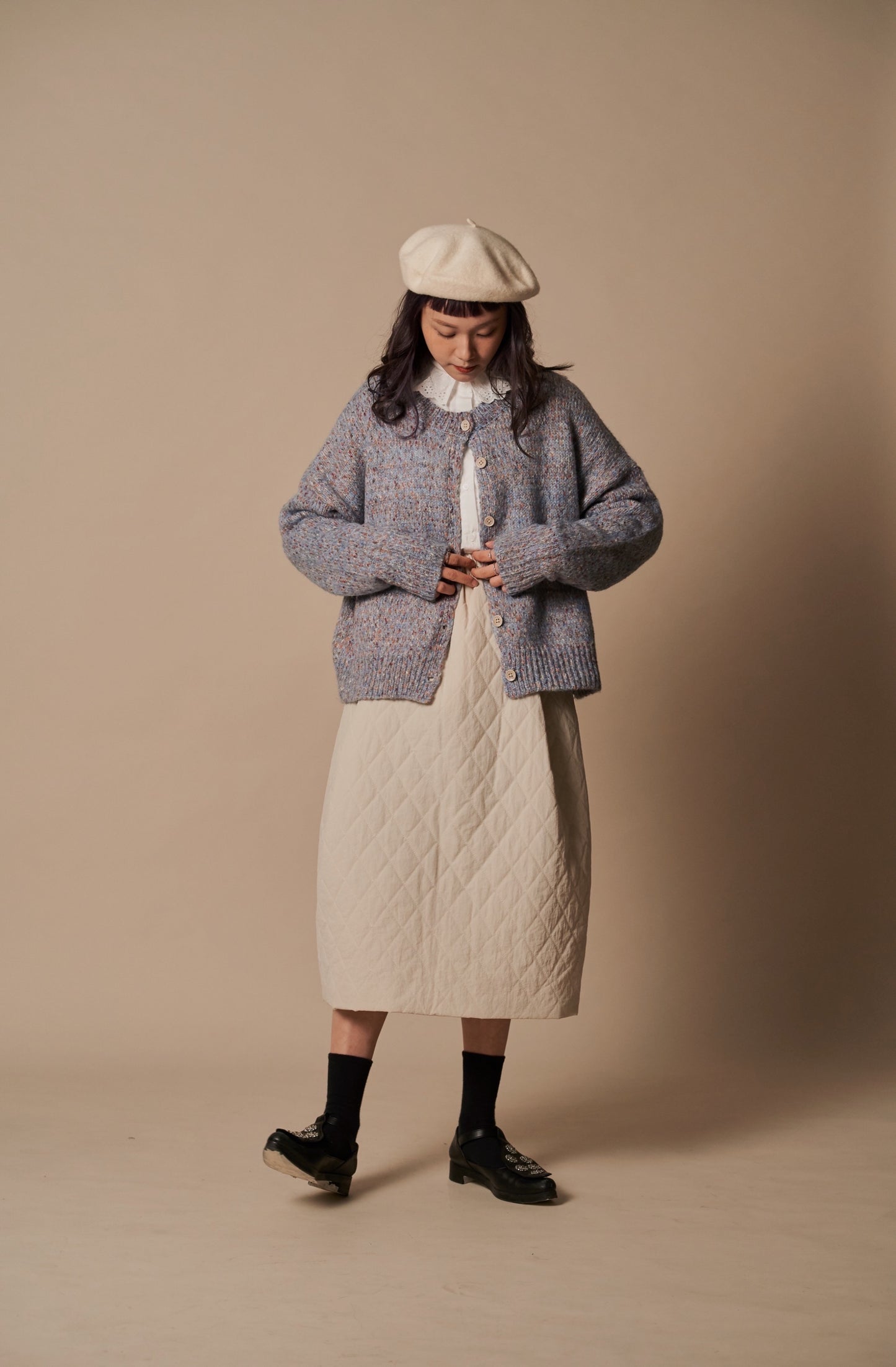 W Beret (Black/White/Brown/Grey)