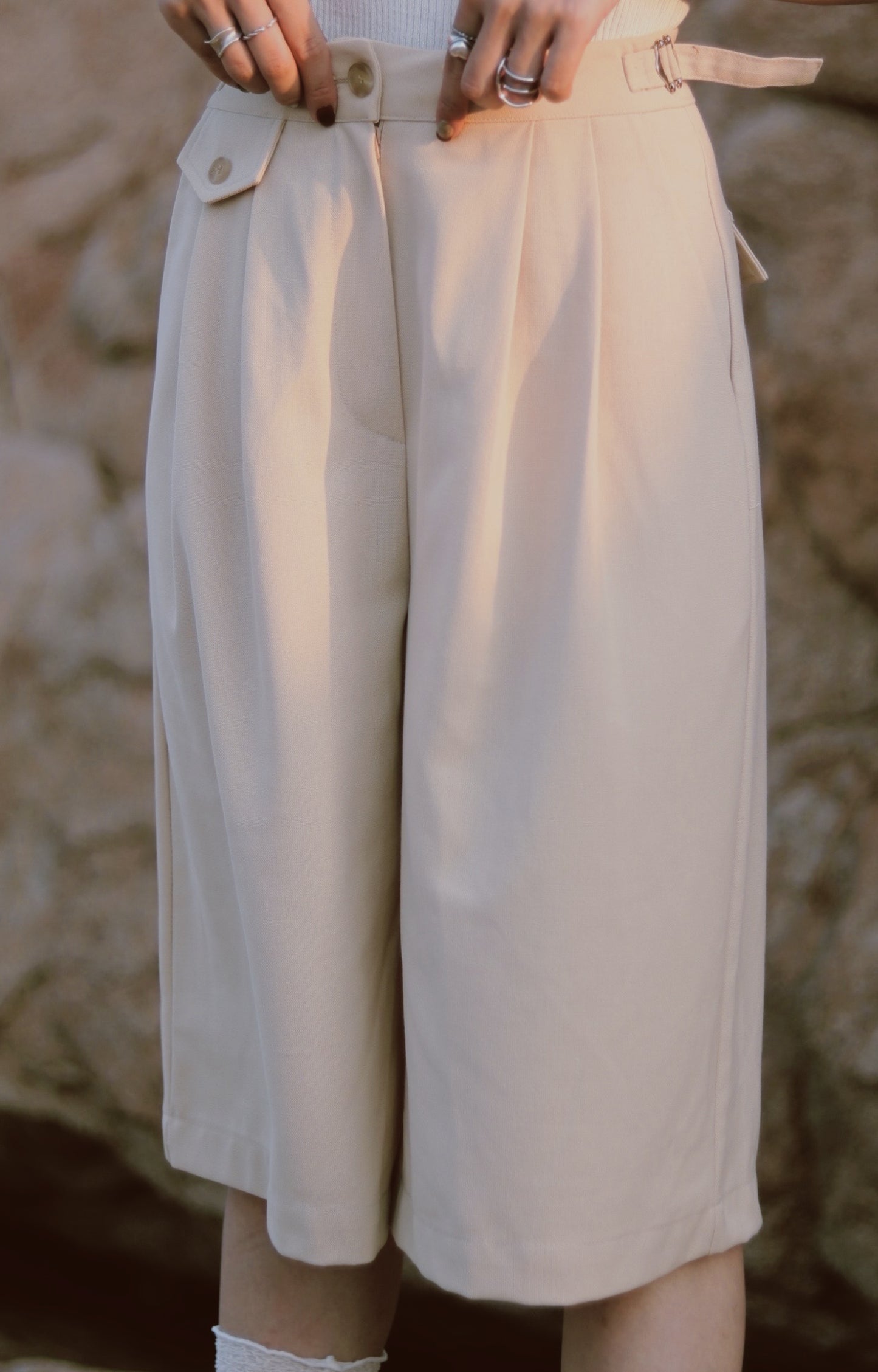 Belted Shorts (Beige)