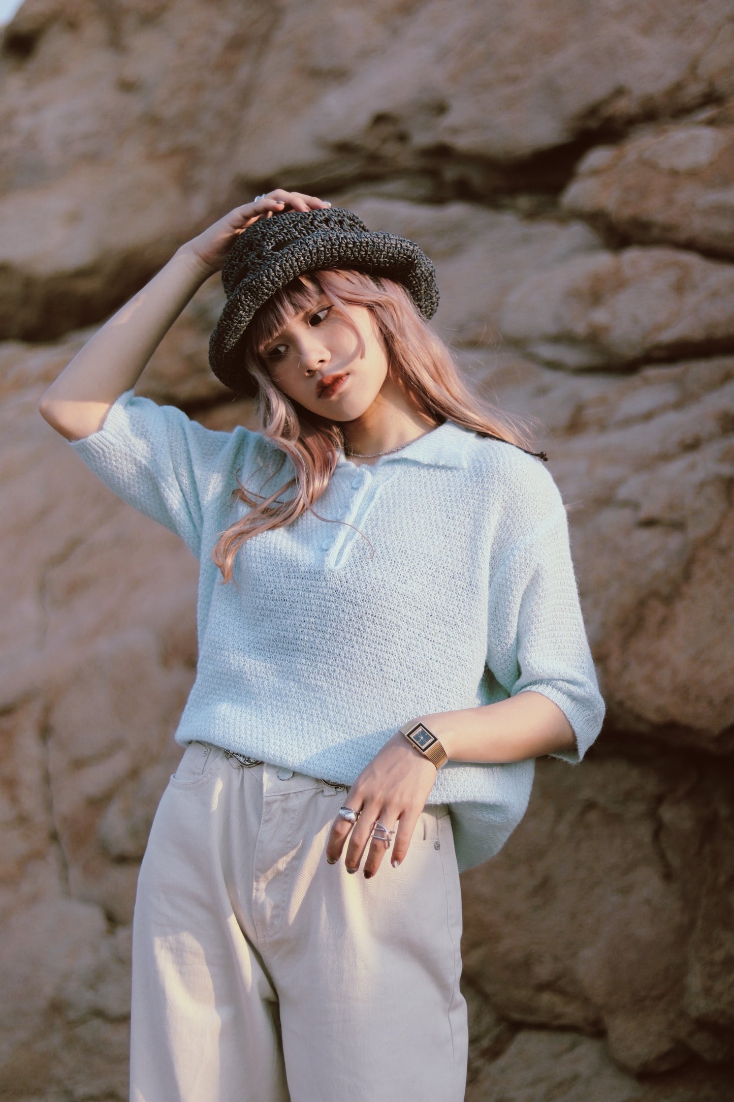 Straw Hat (Blue/Green)