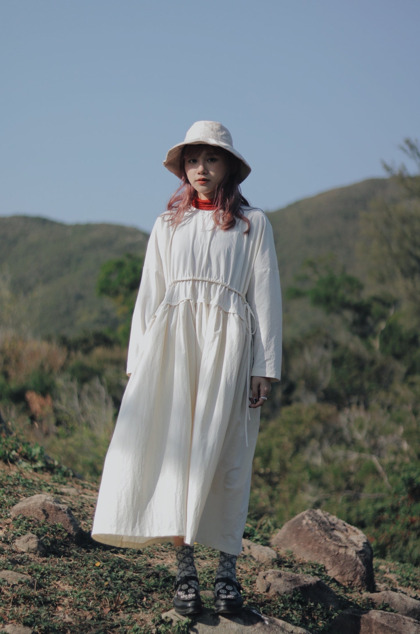 Belted Dress (Cream)