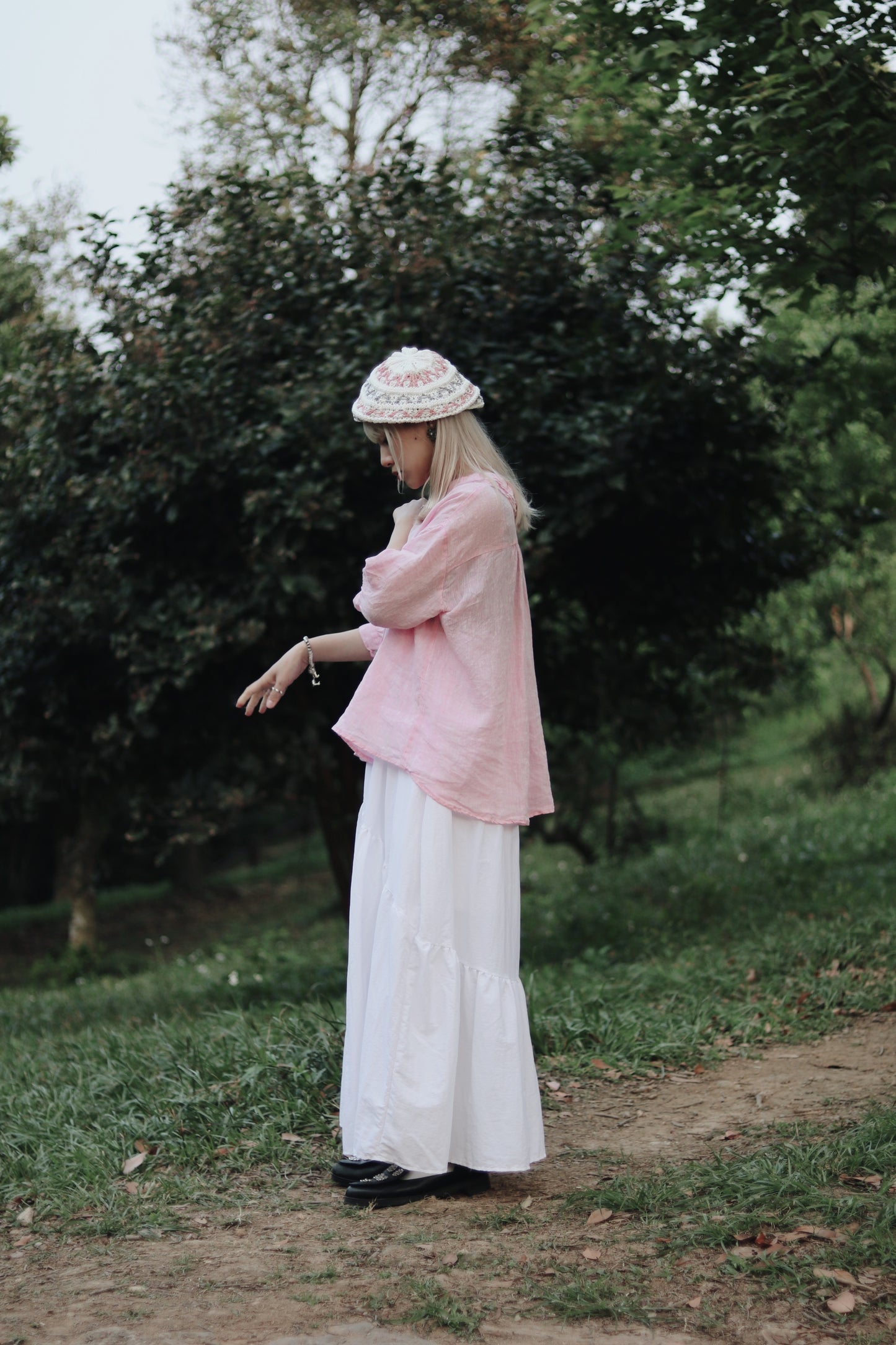 Collar Linen Shirt (Pink)