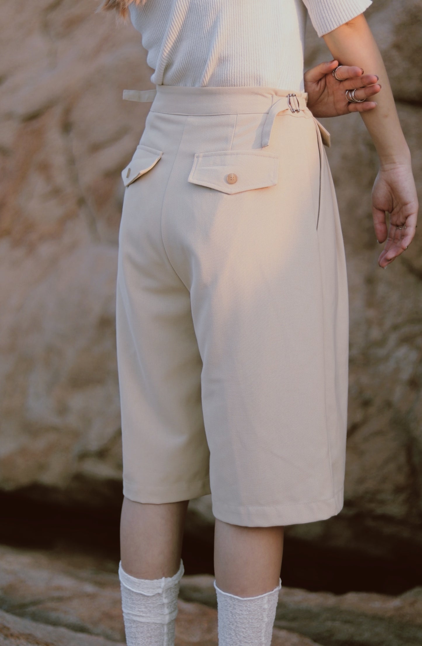 Belted Shorts (Beige)