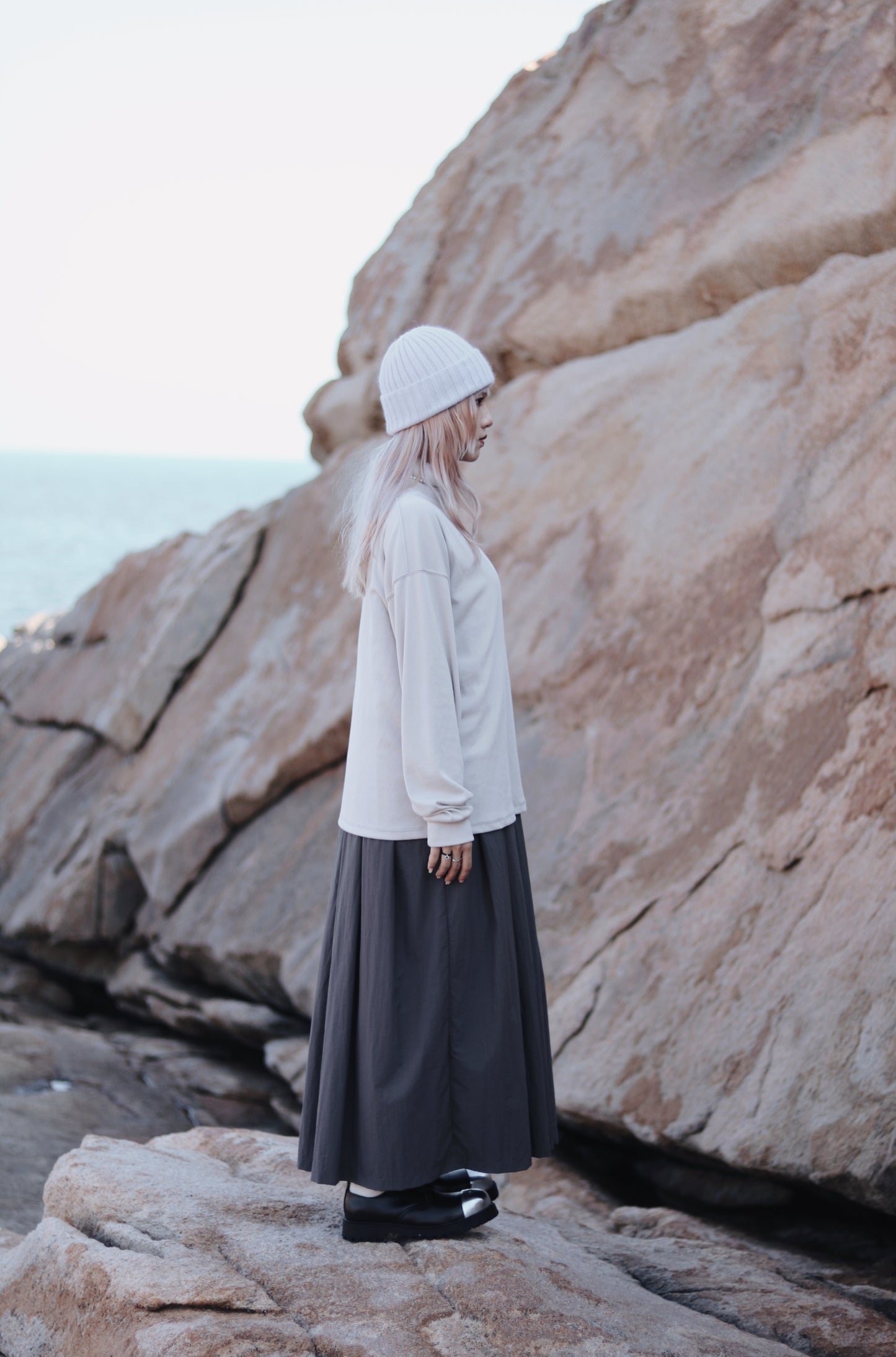 Doll Pleated Dress (Charcoal)