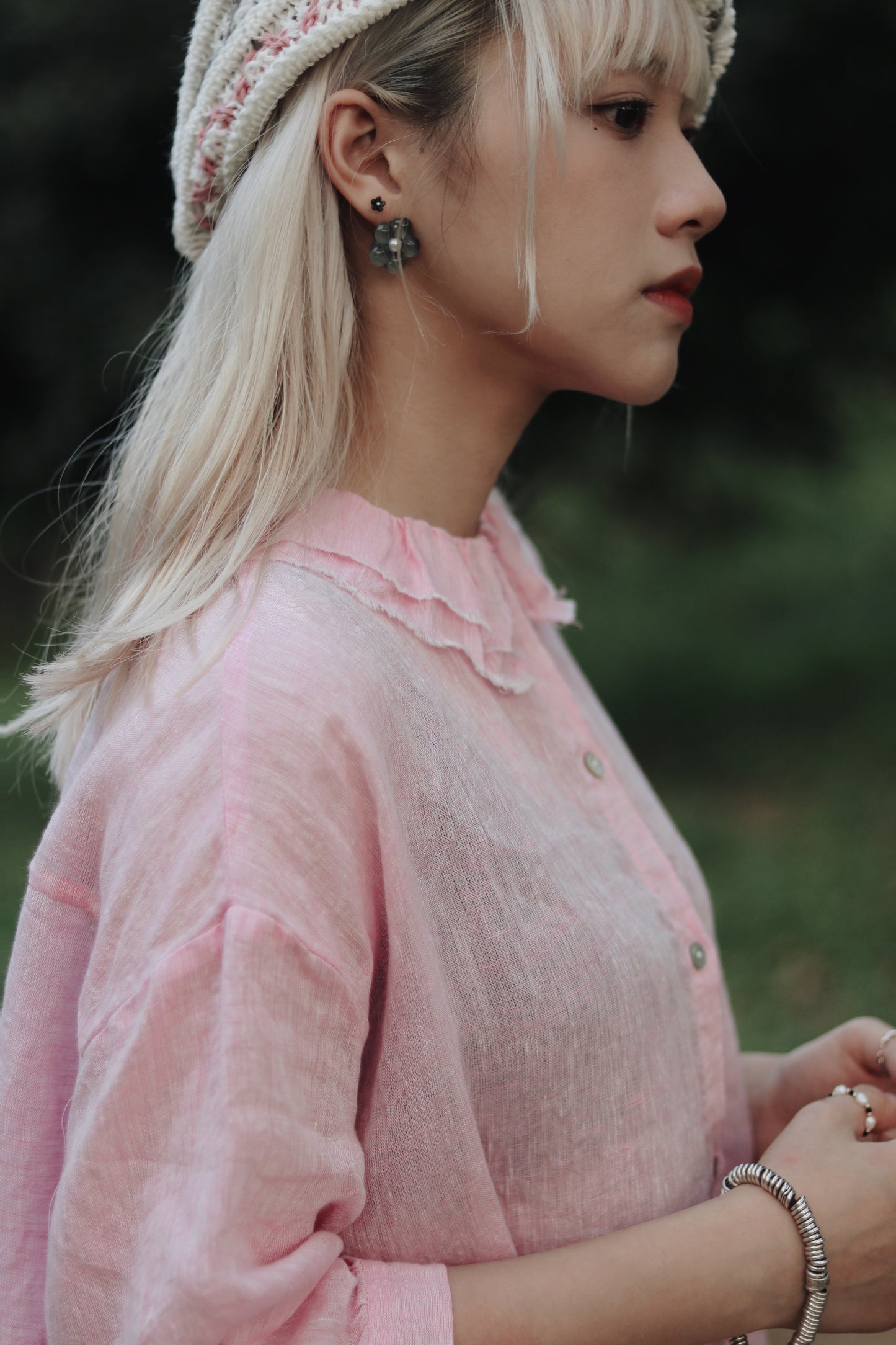 Collar Linen Shirt (Pink)