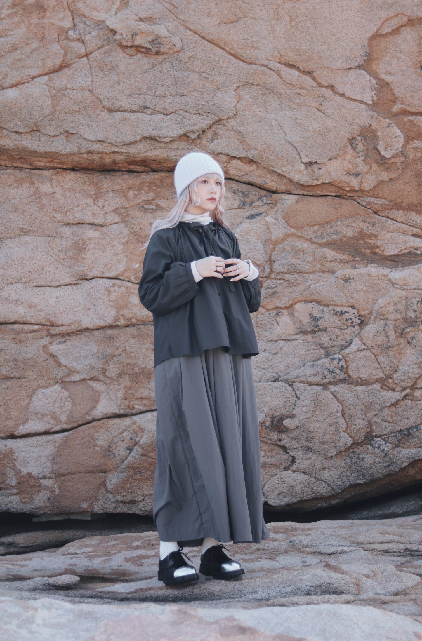 Doll Pleated Dress (Charcoal)