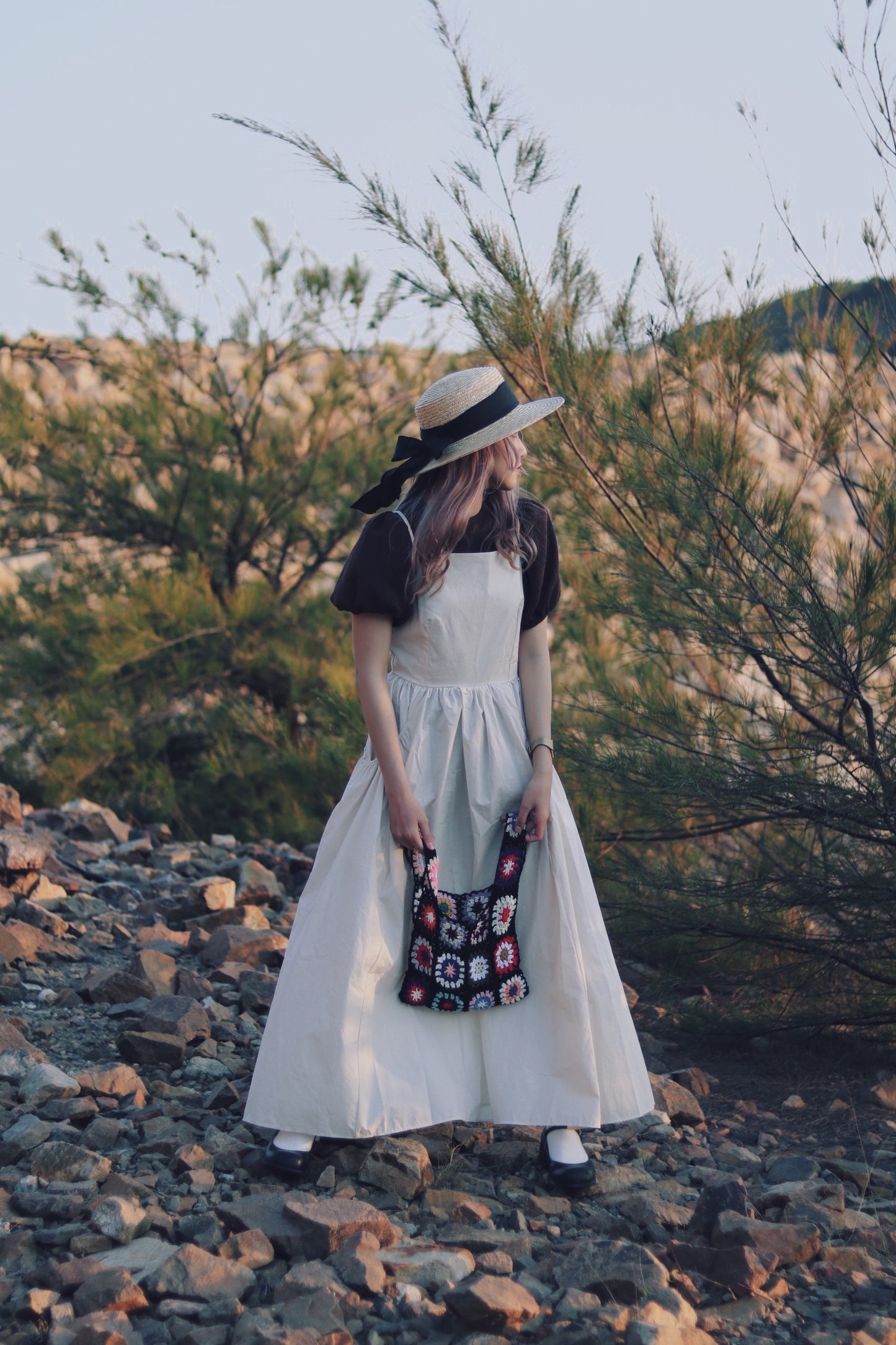 Doll Puff Sleeve Top S (Brown)