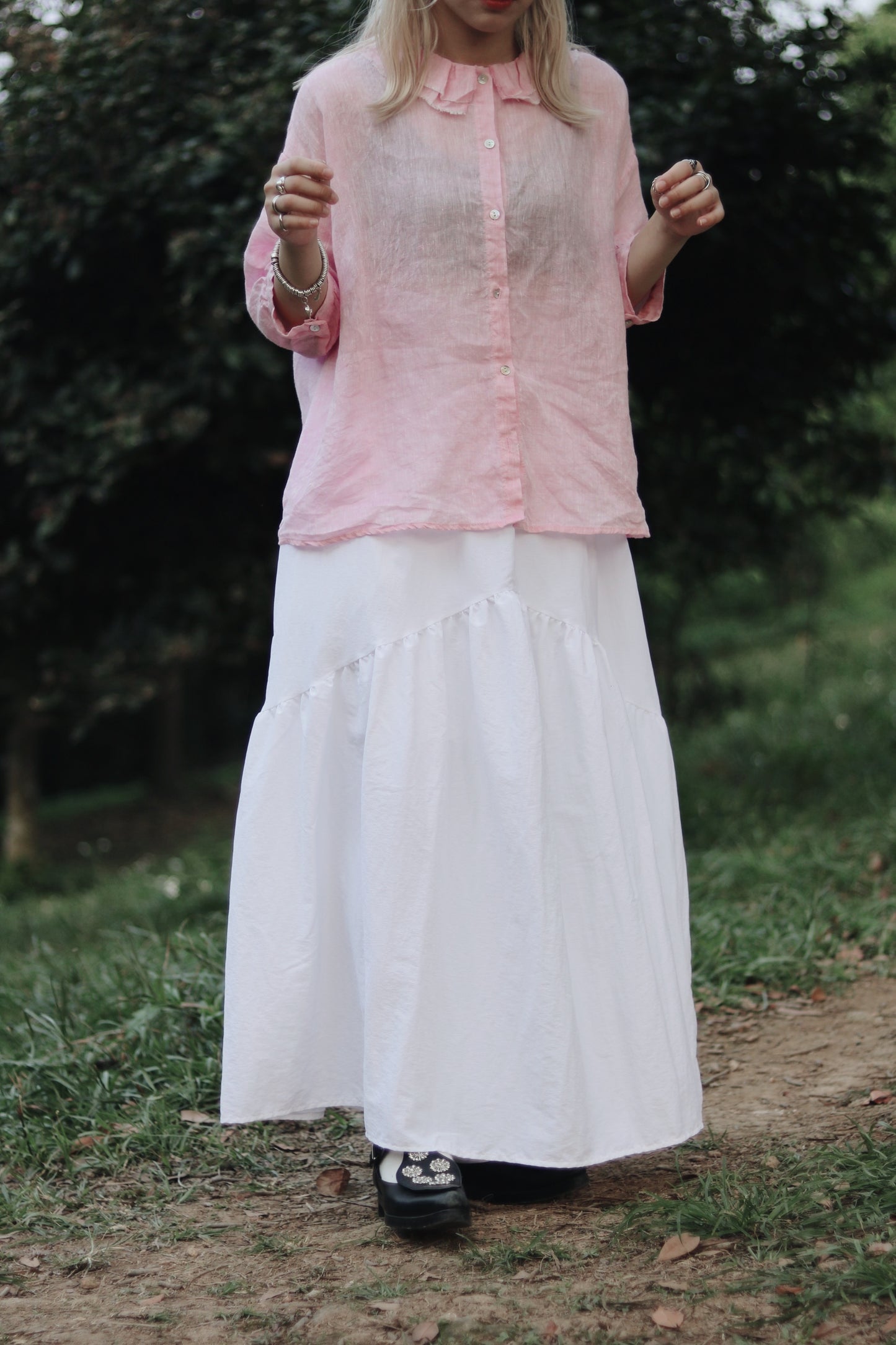 Collar Linen Shirt (Pink)