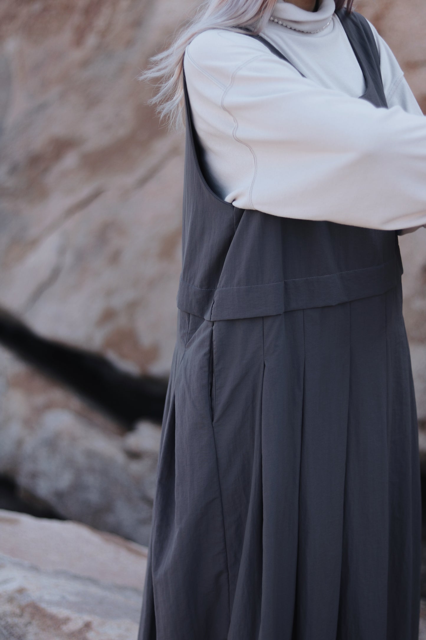 Doll Pleated Dress (Charcoal)