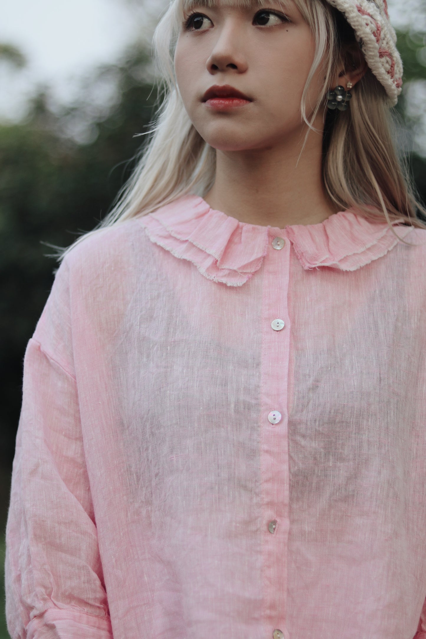Collar Linen Shirt (Pink)